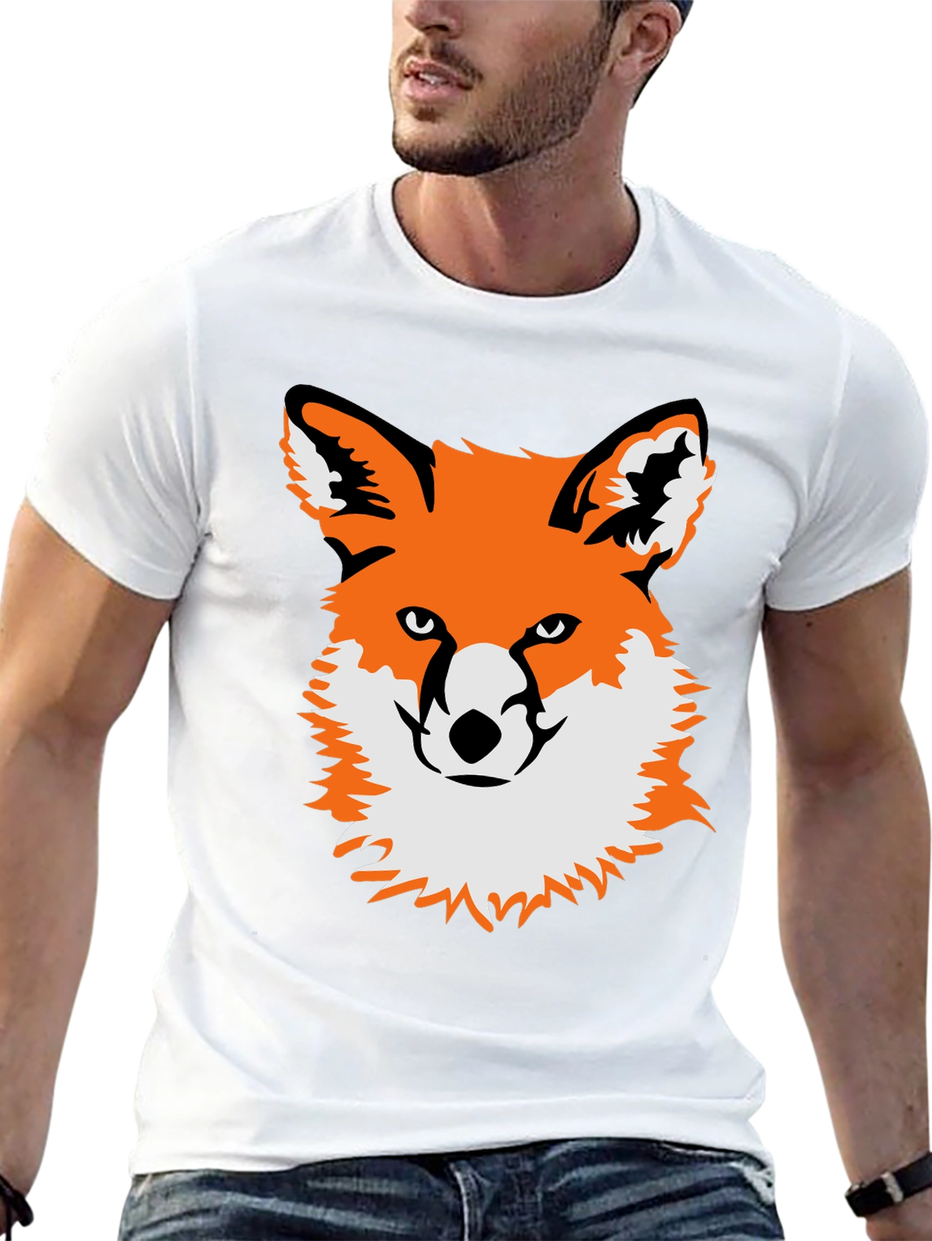 Black Fox Graphic Black T-Shirt - Unique Animal Tee view 13