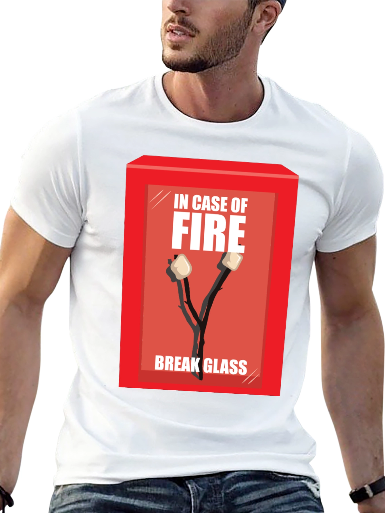 Black In Case of Fire Marshmallow T-Shirt view 13