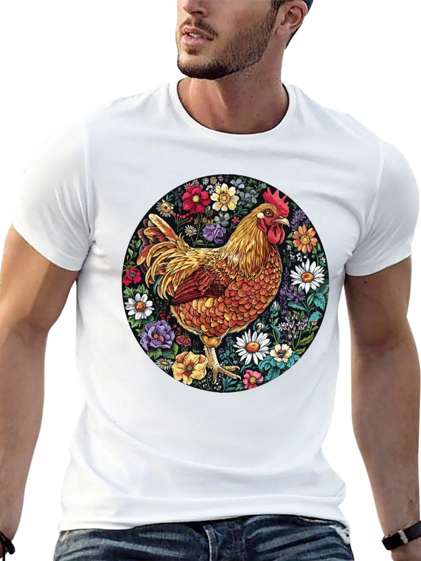 Black Floral Chicken Graphic Tee view 13