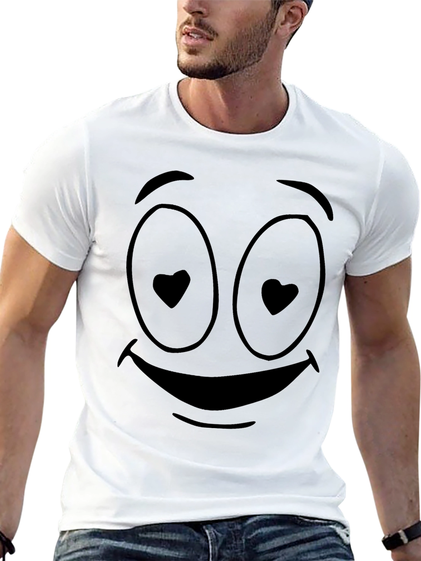 Black Heart Eyes Emoji Graphic Tee - Black Casual Shirt view 13