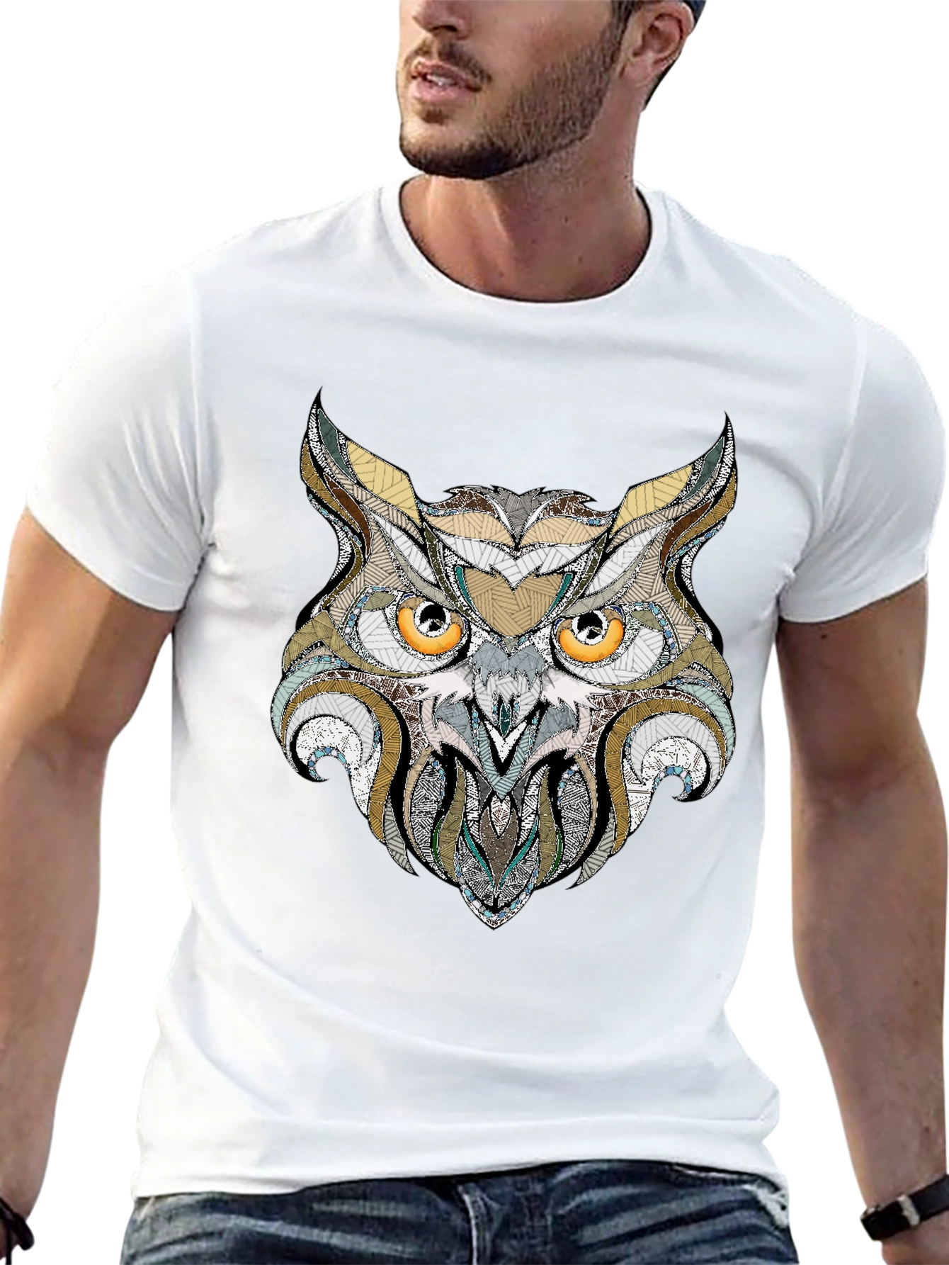 Owl Graphic Print Black T-Shirt - 13