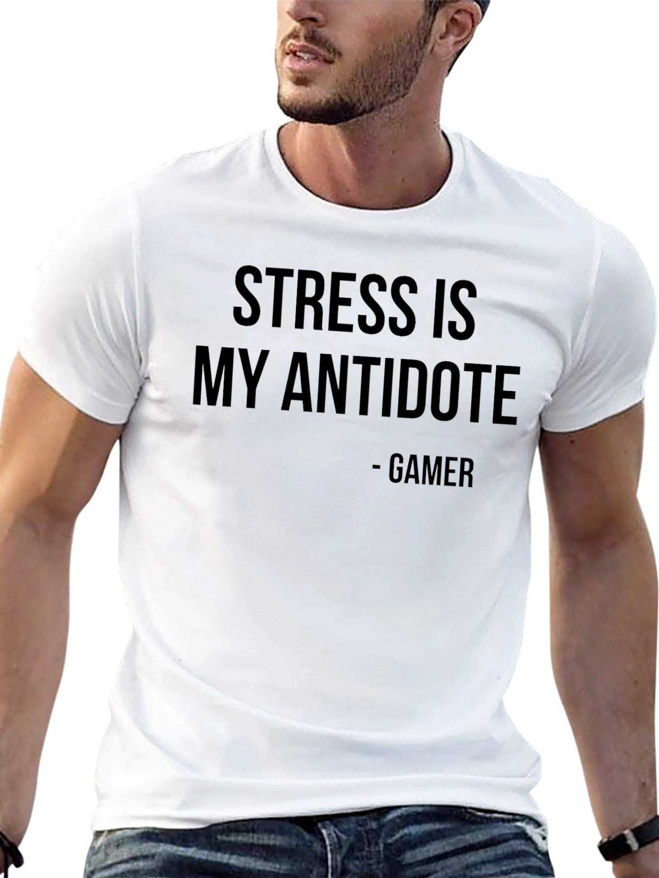 Black Stress Is My Antidote Gamer Graphic Tee view 13