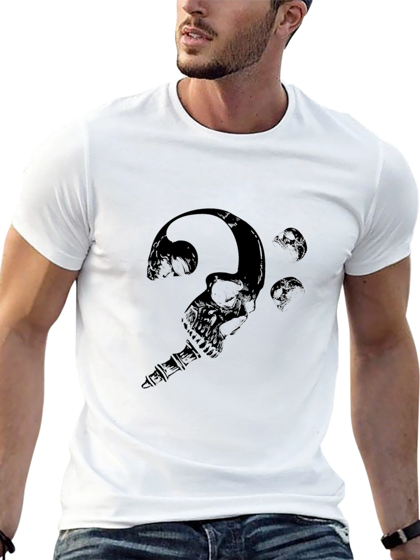 Black Skull Treble Clef Graphic Tee view 13