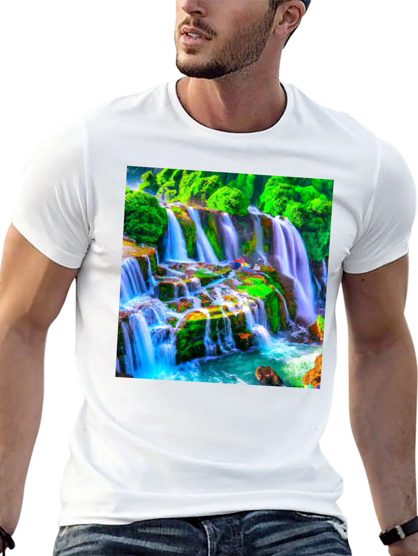 Black Waterfall Graphic Tee - Nature Lover's T-Shirt view 13