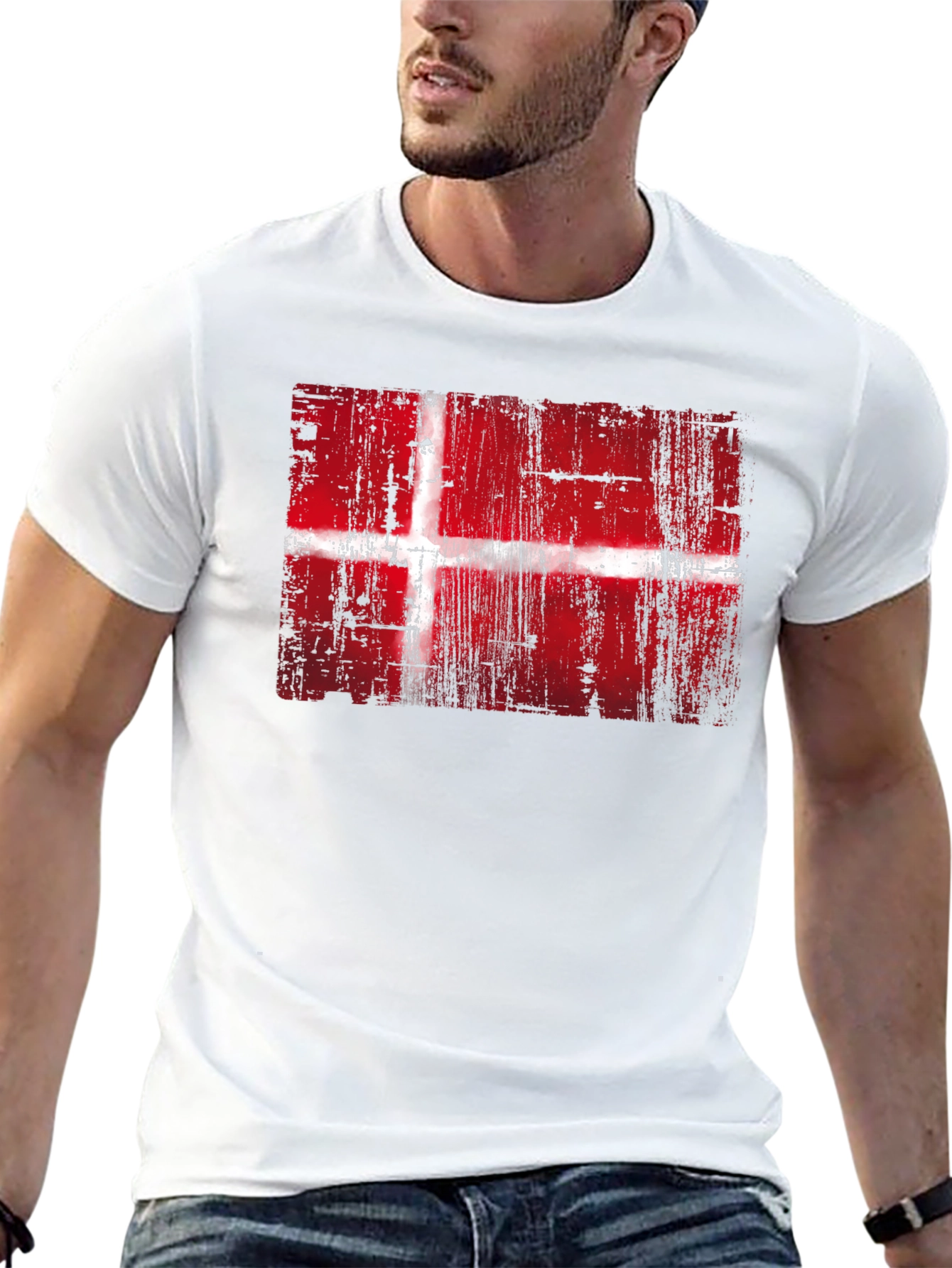 Black Danish Flag Graphic Print Black T-Shirt view 13
