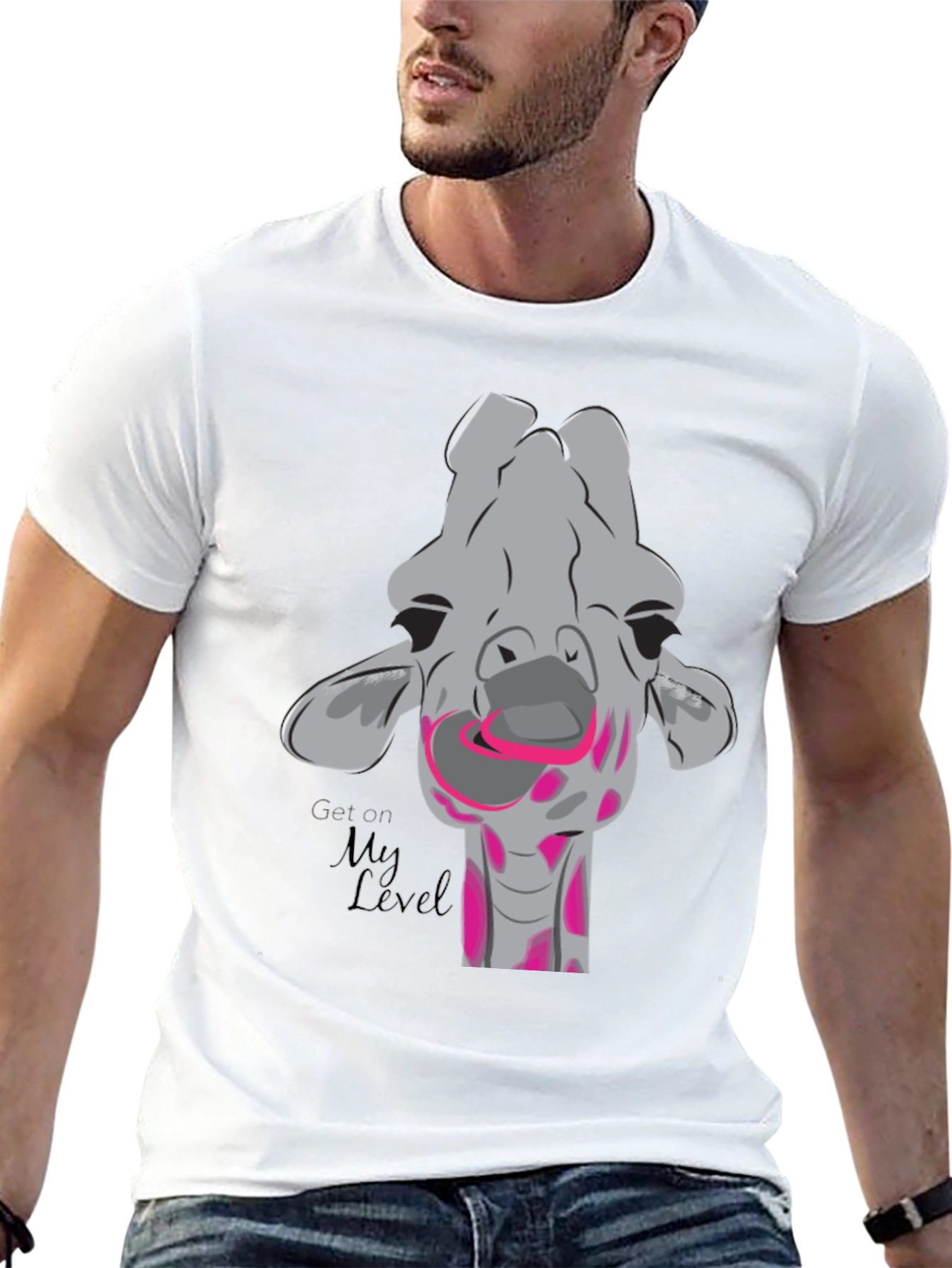 Black Giraffe Humor T-Shirt - Get On My Level view 13