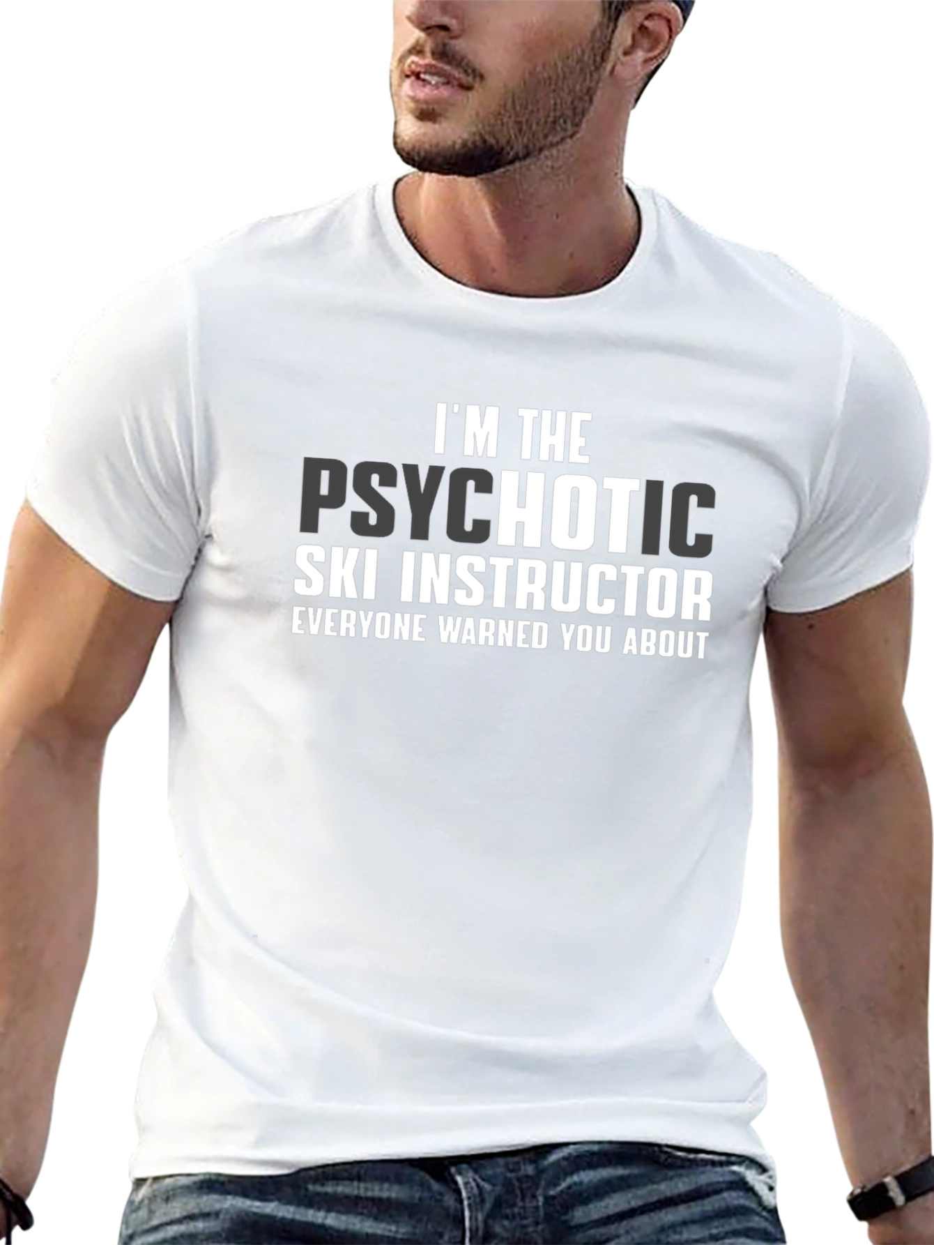 Black Psychotic Ski Instructor Graphic T-Shirt - Black view 13