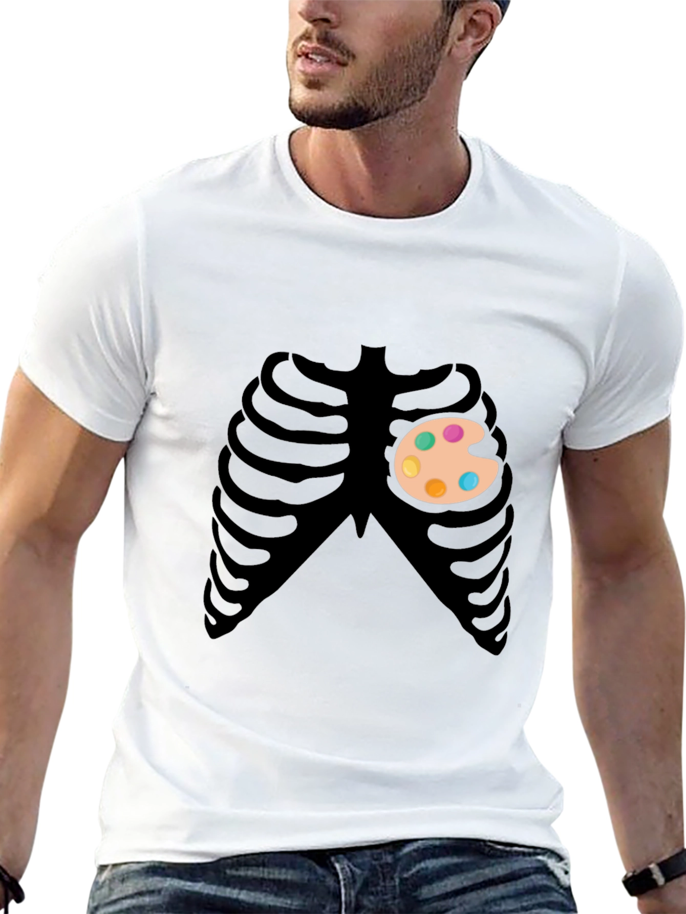 Artsy Skeleton Graphic Tee - Creative Heart T-Shirt - 13