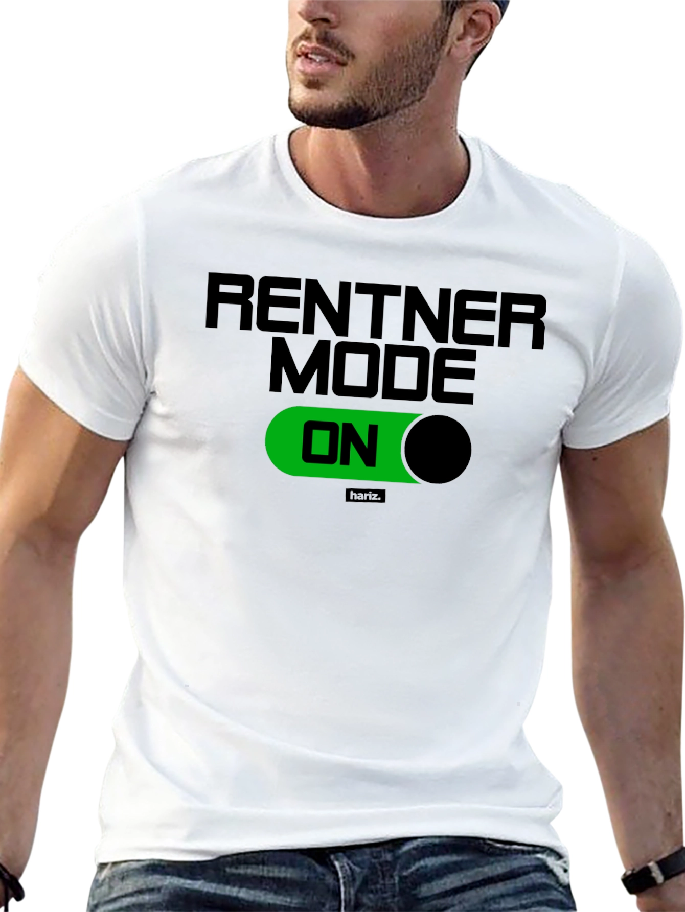 Black Rentner Mode ON Black T-Shirt - Relaxed Retirement Style view 13