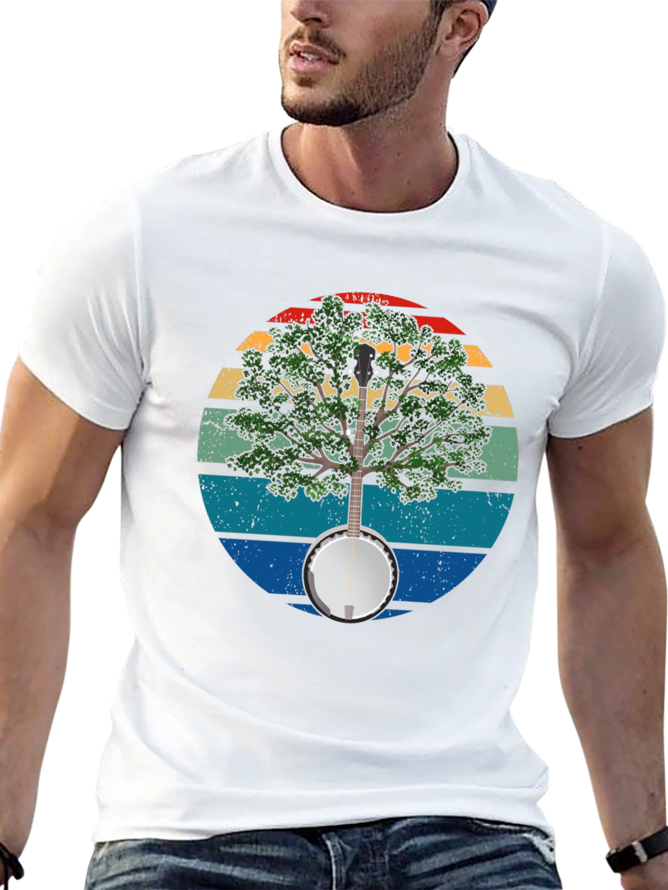Black Banjo Tree Graphic T-Shirt view 13