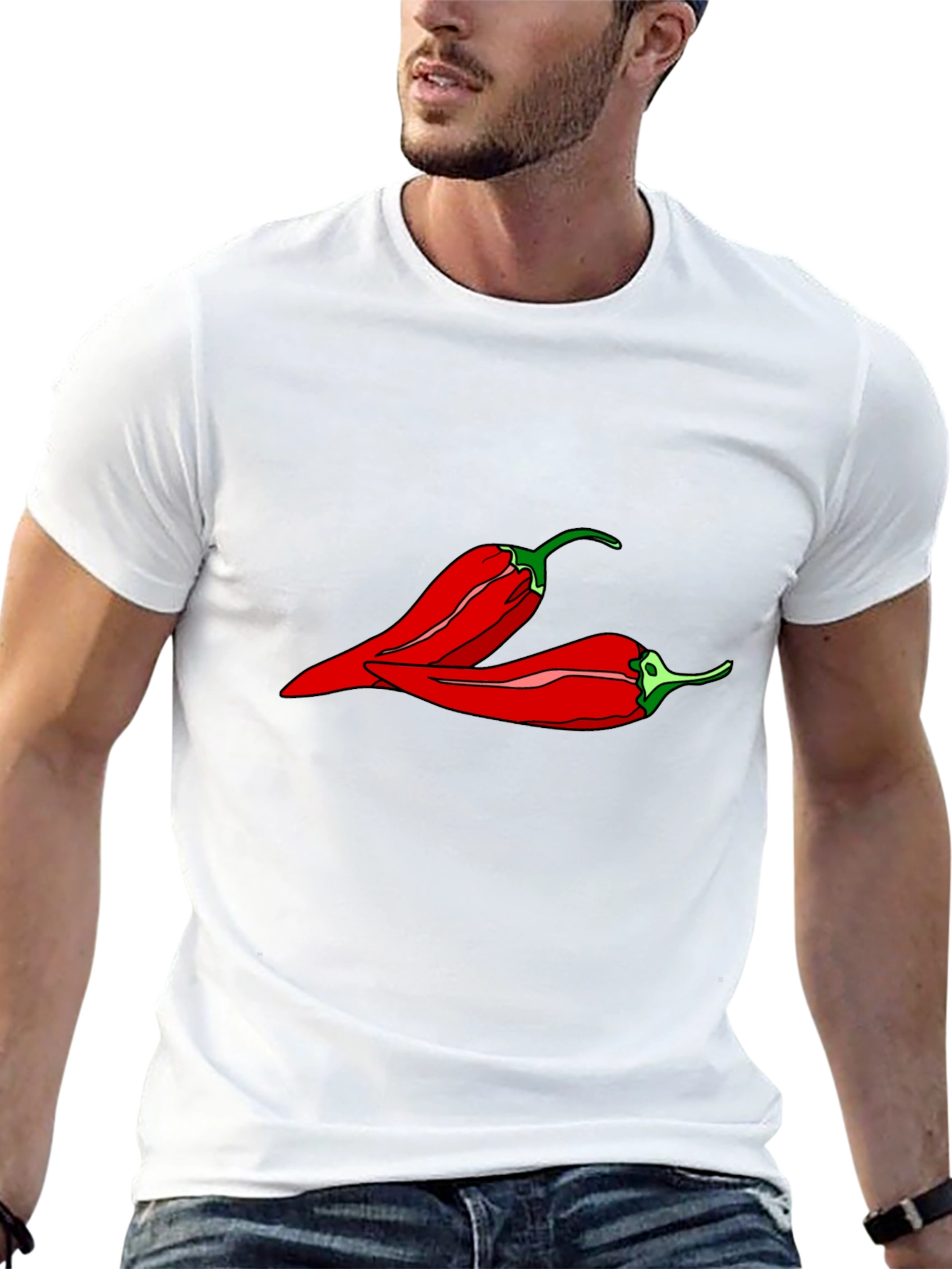 Black Spicy Pepper Graphic Tee - Black Unisex T-Shirt view 13