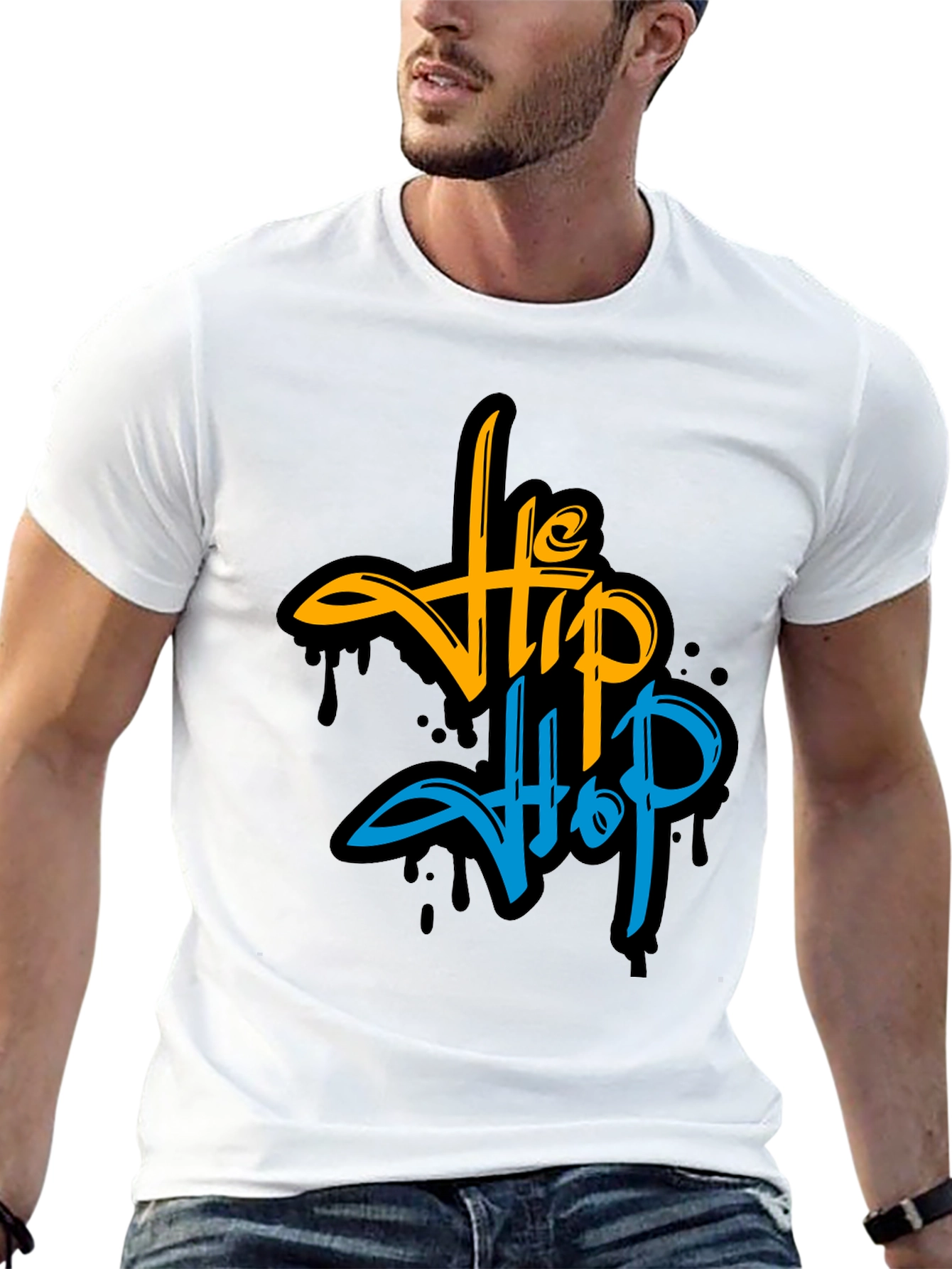 Black Hip Hop Graphic Print Black T-Shirt view 13