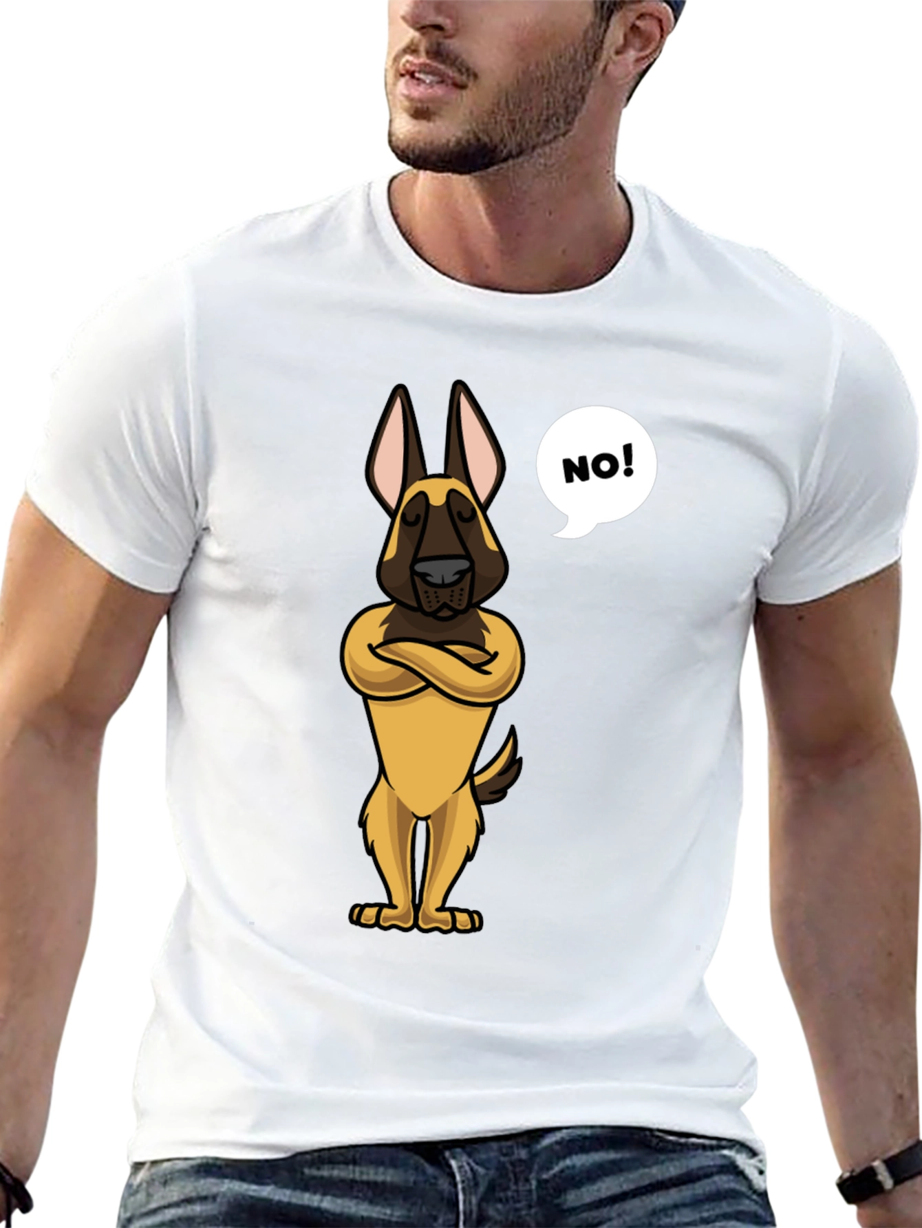 Black Funny Dog Cartoon T-Shirt - "NO!" view 13