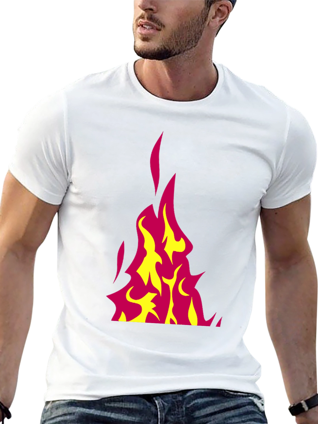 Black Flaming Hot Graphic Tee - Black Cotton T-Shirt view 13