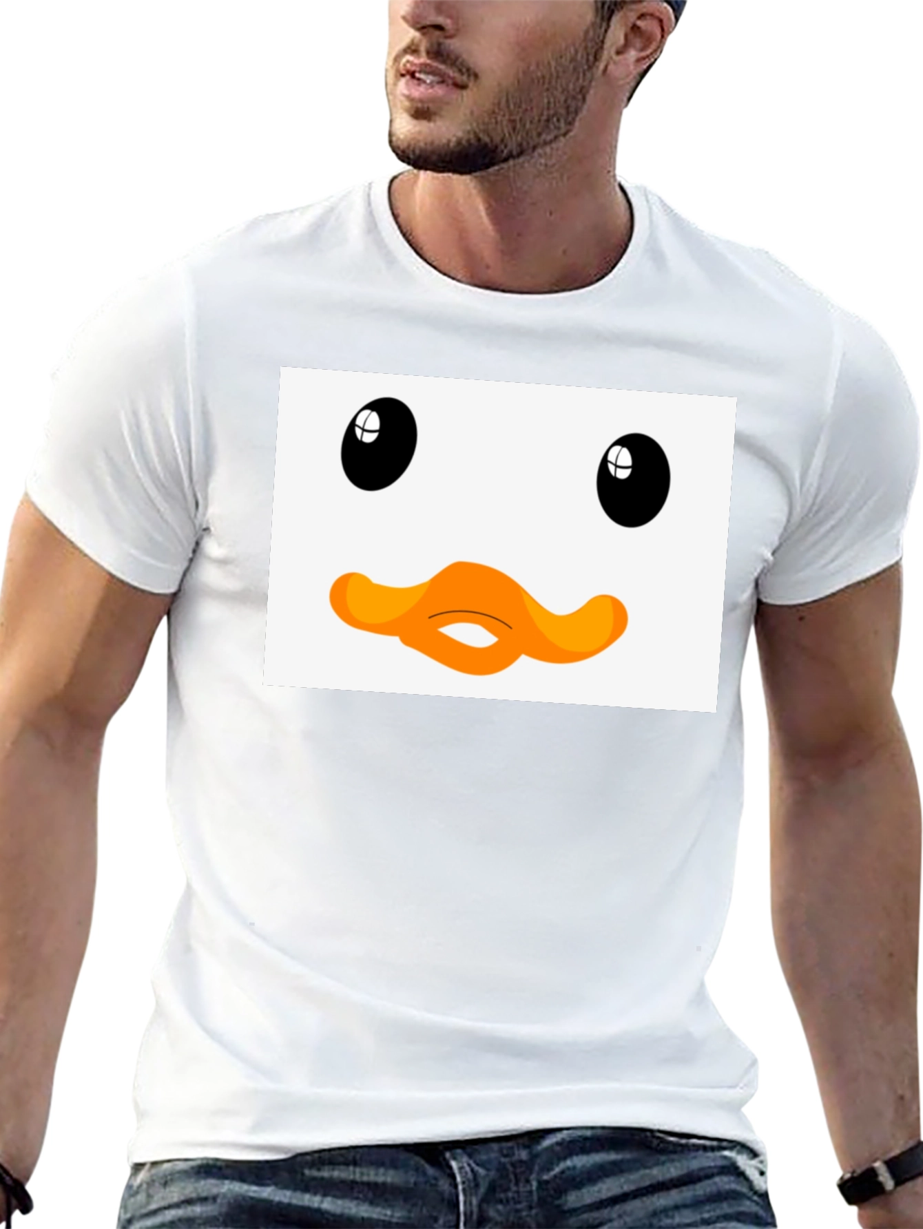 Black Duck Face Graphic Black Tee - Funny Cartoon Style view 13