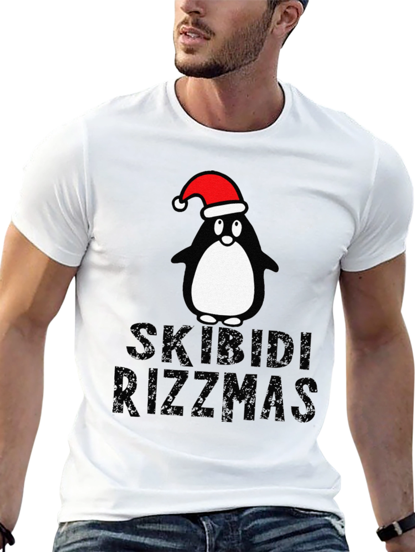 Black Skibidi Rizzmas Christmas Penguin T-Shirt view 13