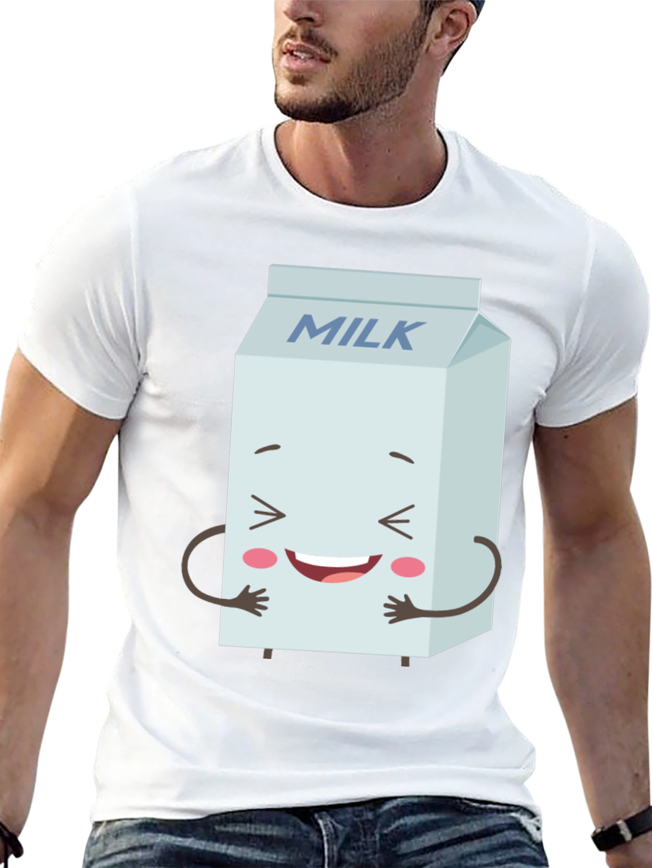 Black Funny Milk Carton Graphic Tee - Black Crewneck T-Shirt view 13