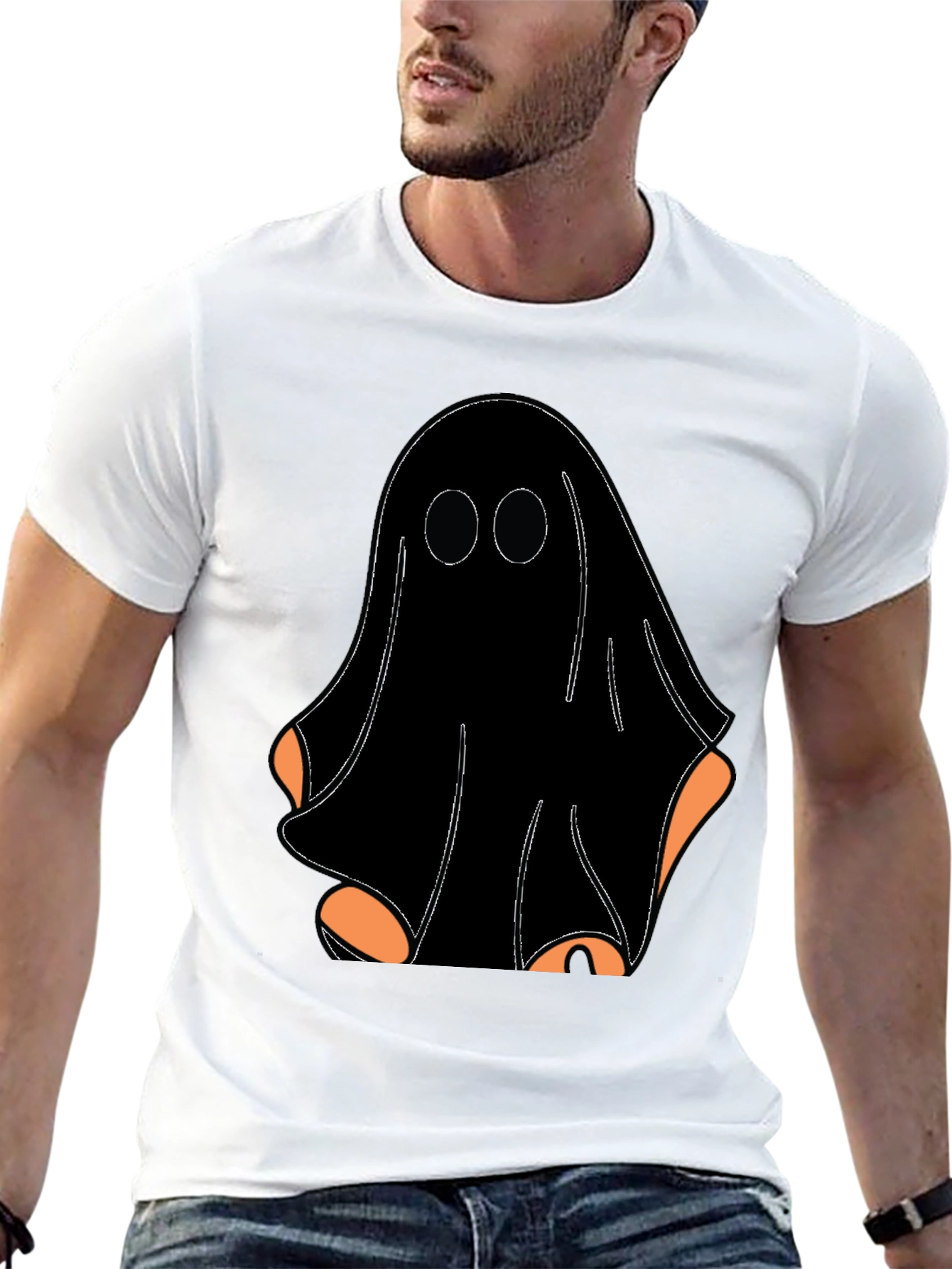 Black Spooky Ghost Graphic Tee view 13