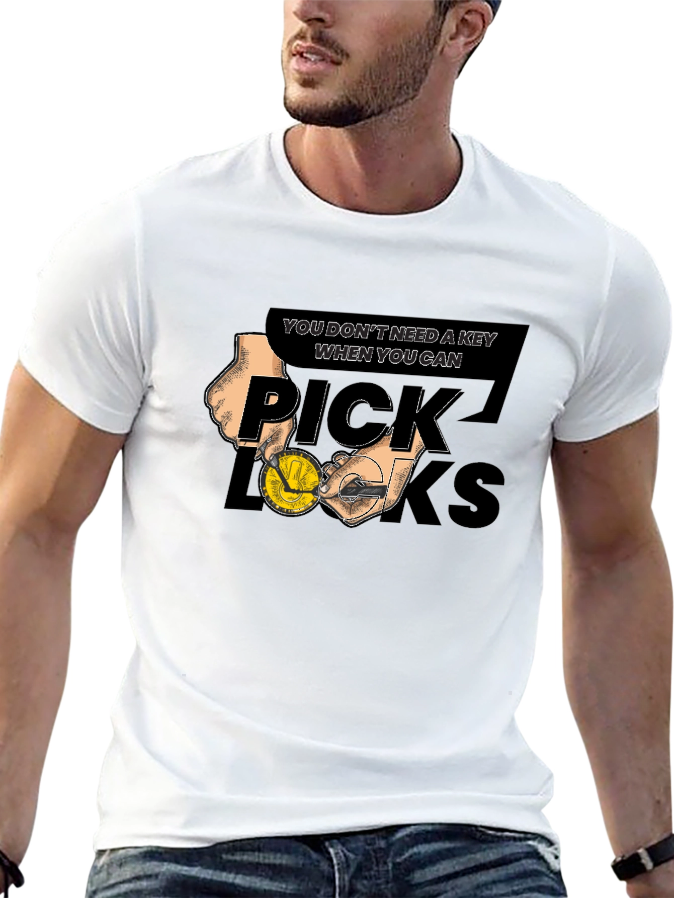 Black Pick Locks Graphic Tee - No Key Needed T-Shirt view 13
