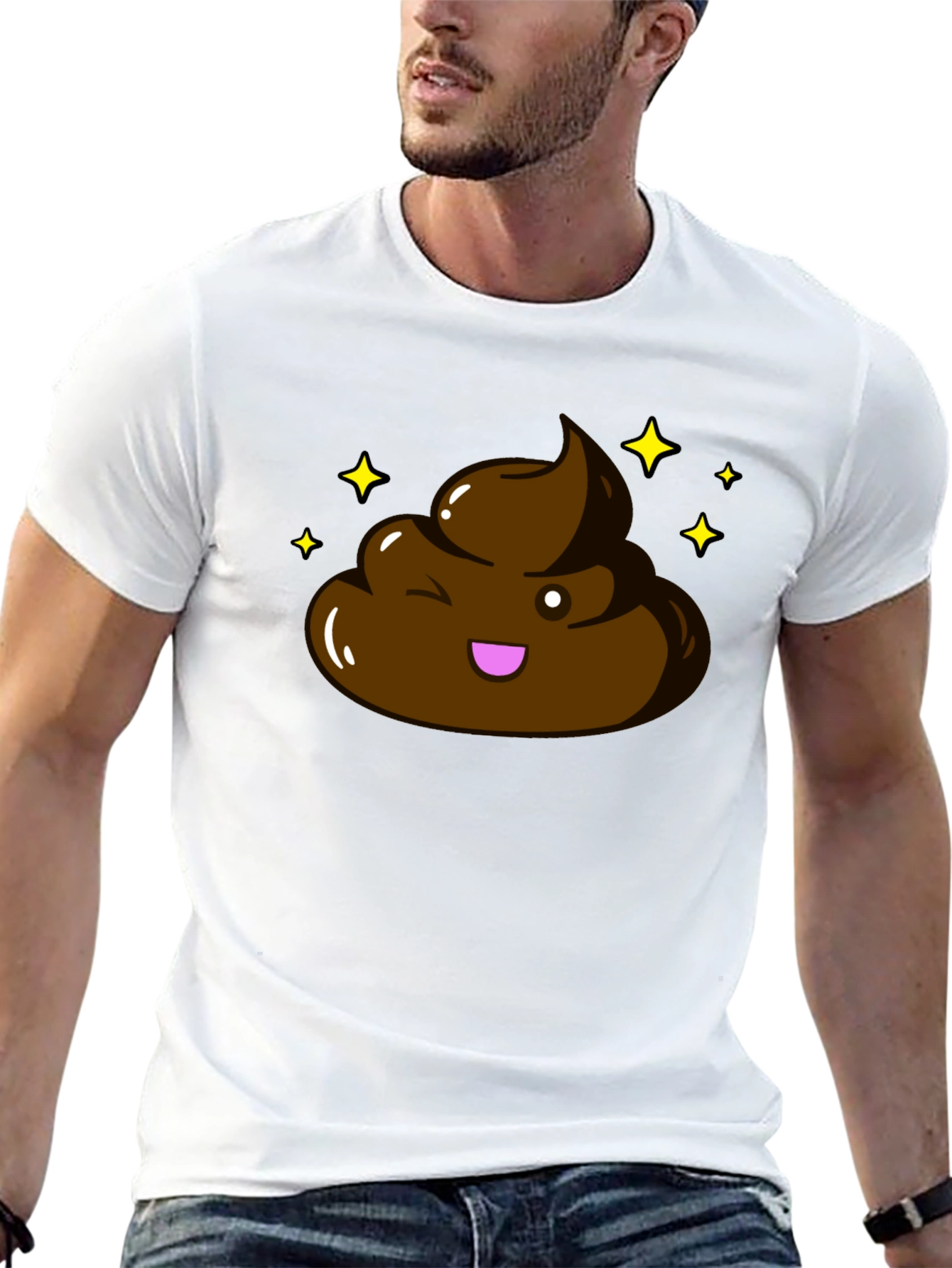 Black Shiny Poop Emoji Graphic T-Shirt - Black view 13