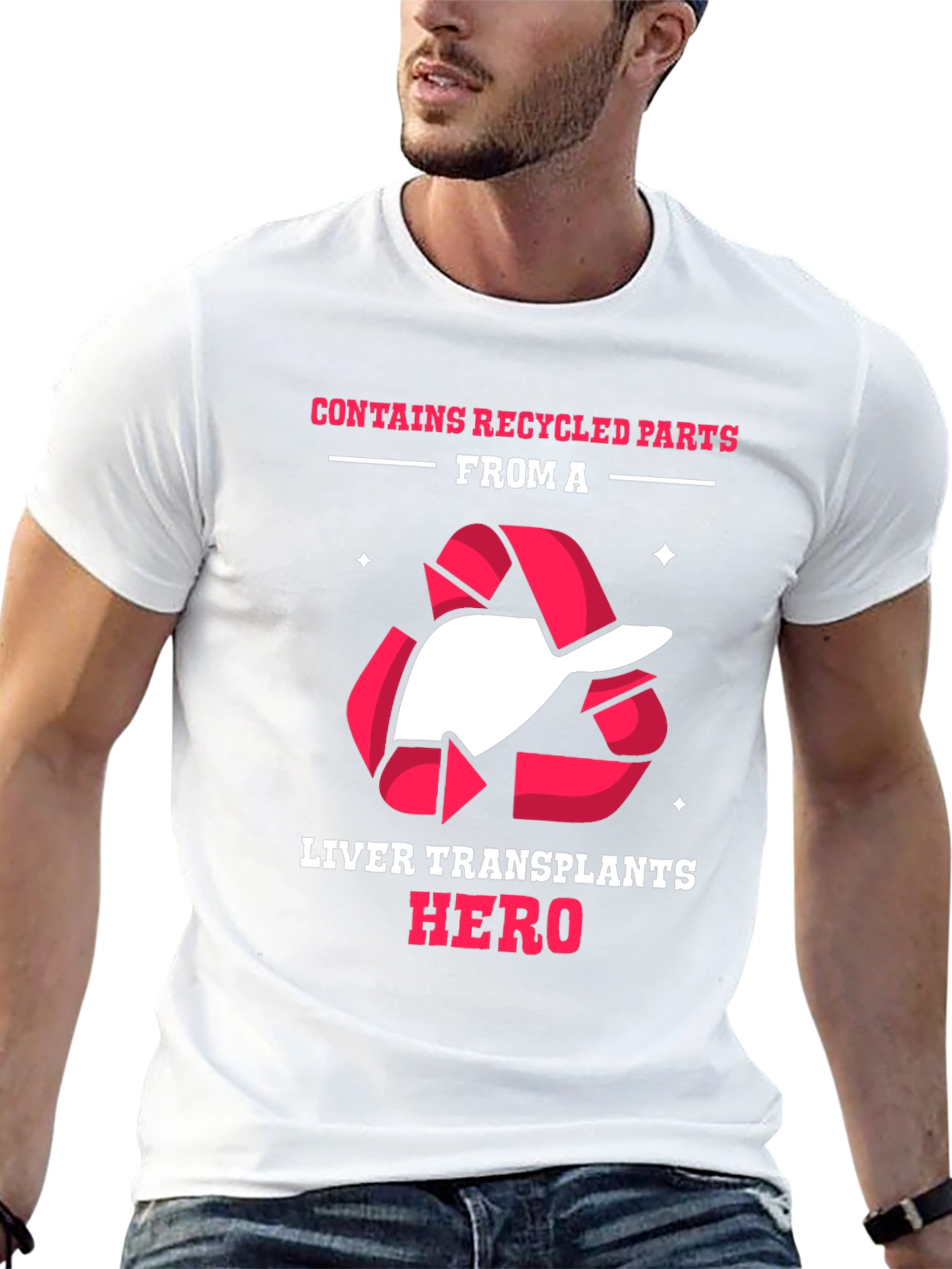 Black Liver Transplant Hero Recycled Parts T-Shirt view 13