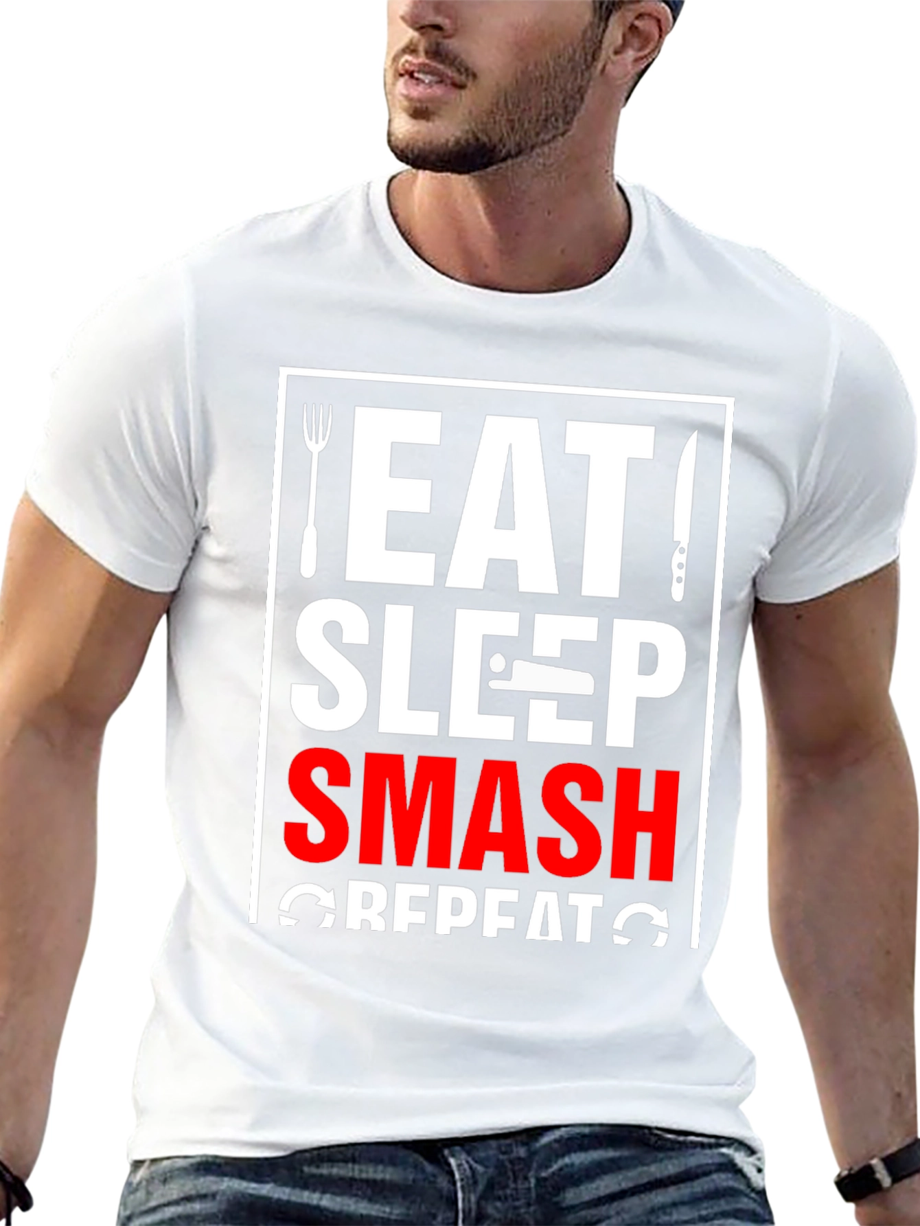Black Eat Sleep Smash Repeat T-Shirt view 13