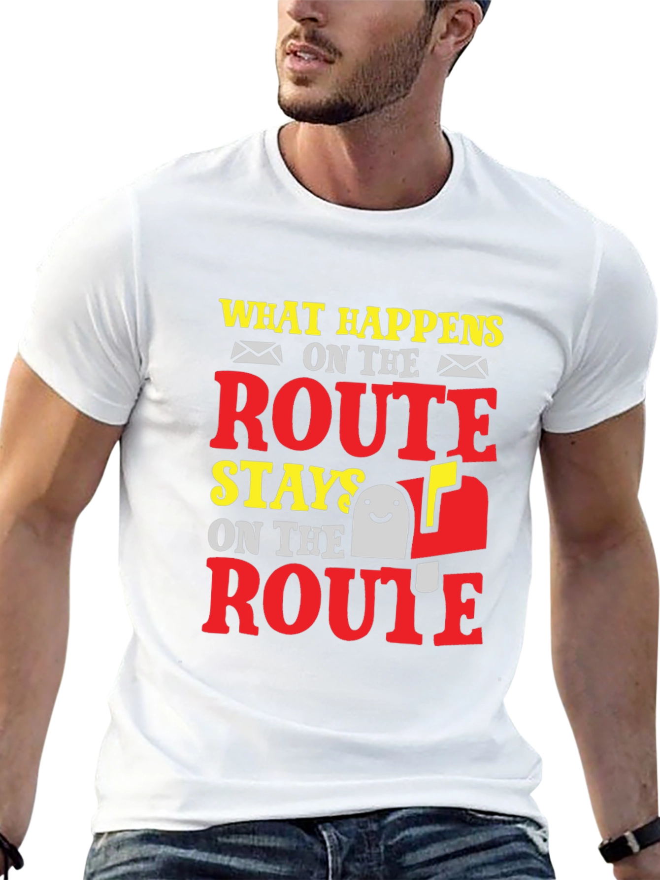 Black Funny Mail Carrier T-Shirt: What Happens on Route view 13