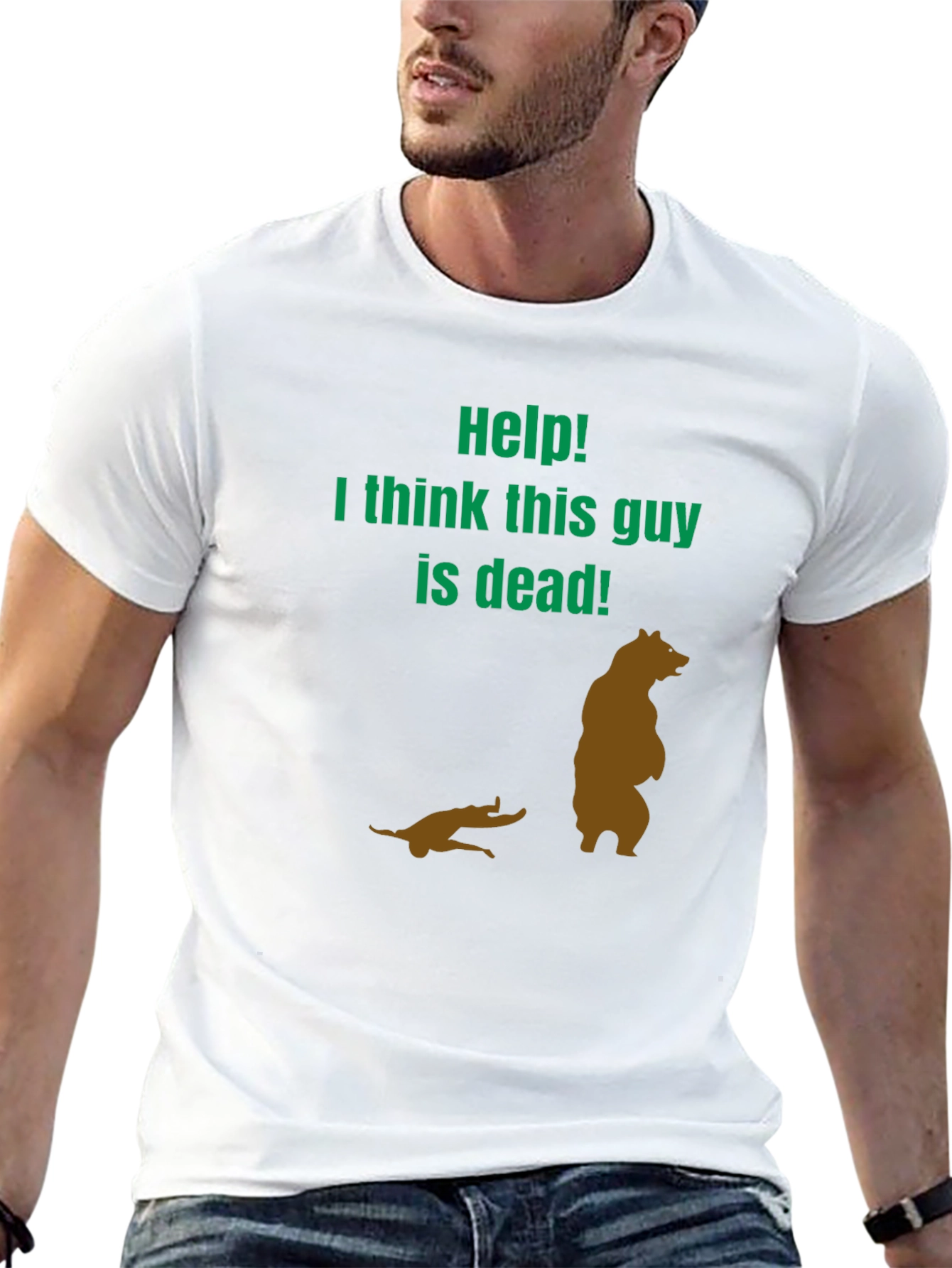 Black Humorous 'Help! This Guy is Dead' Graphic Tee view 13