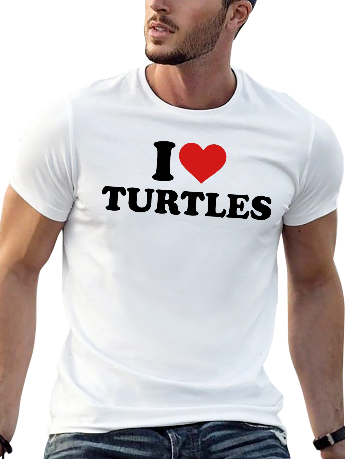 Black I Heart Turtles Black T-Shirt - Men's Crew Neck view 13