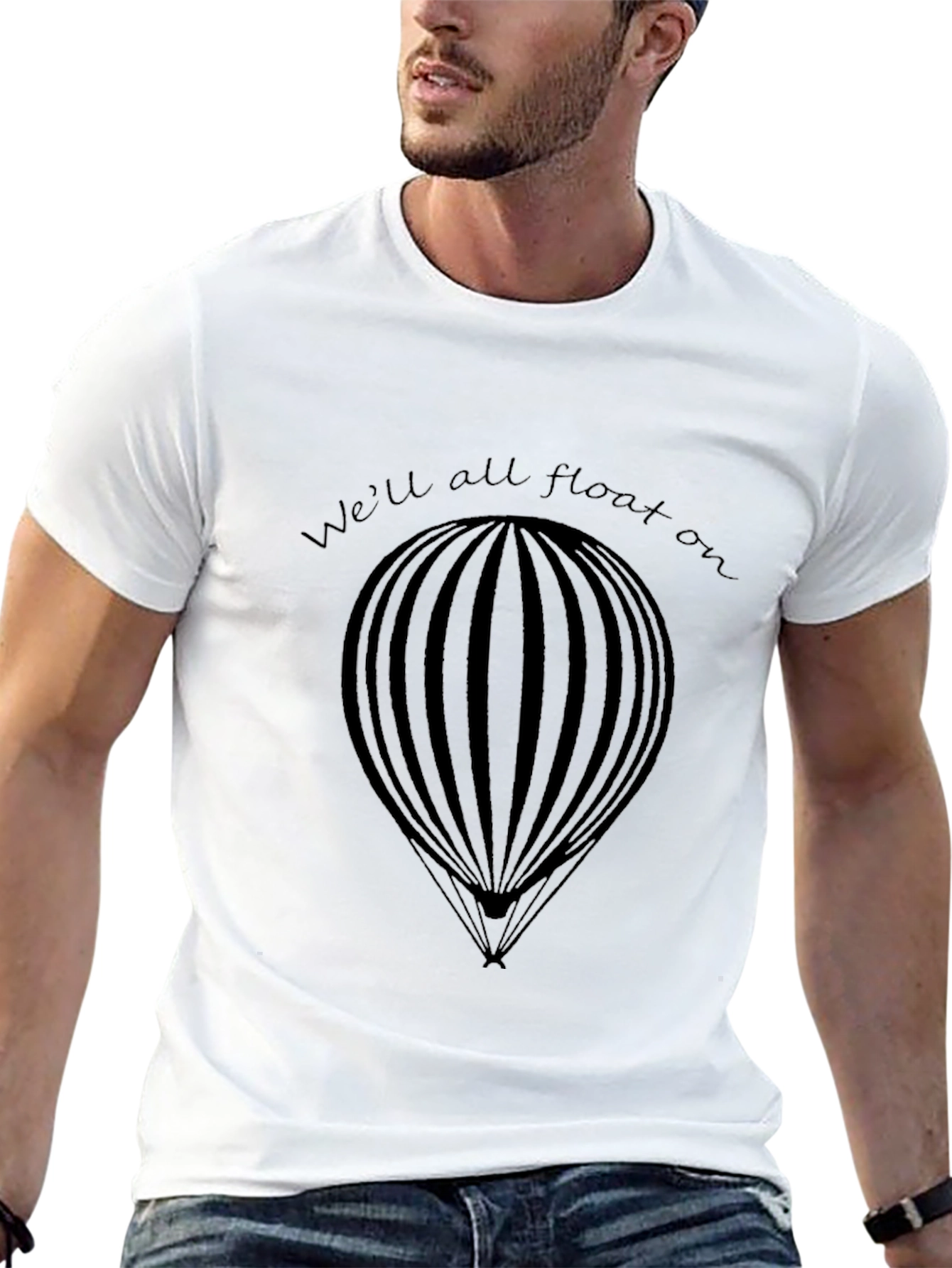 Black We'll All Float On Hot Air Balloon Graphic Tee - Black view 13