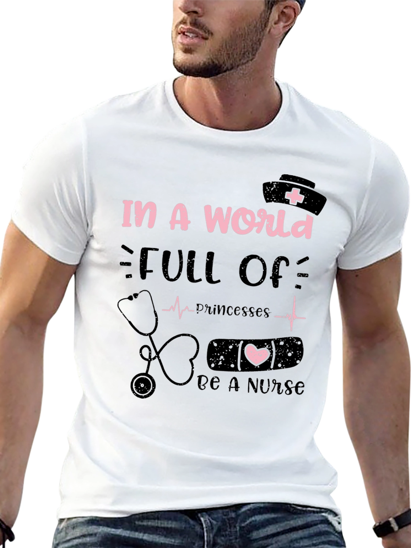 Black Nurse T-Shirt - In A World Full Of Princesses, Be A Nurse view 13