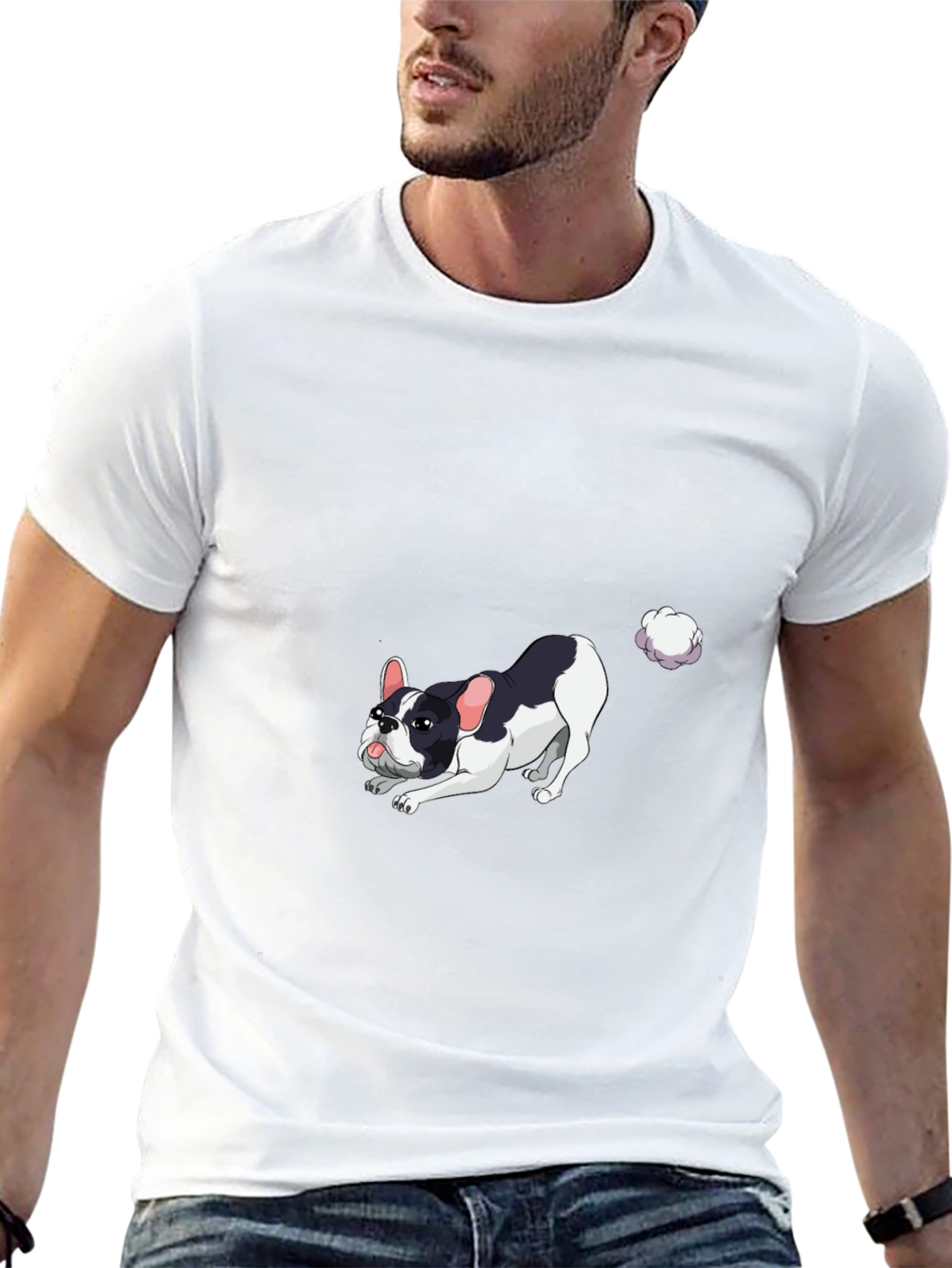 Black Dog Fart T-Shirt, Black Cotton Tee view 13