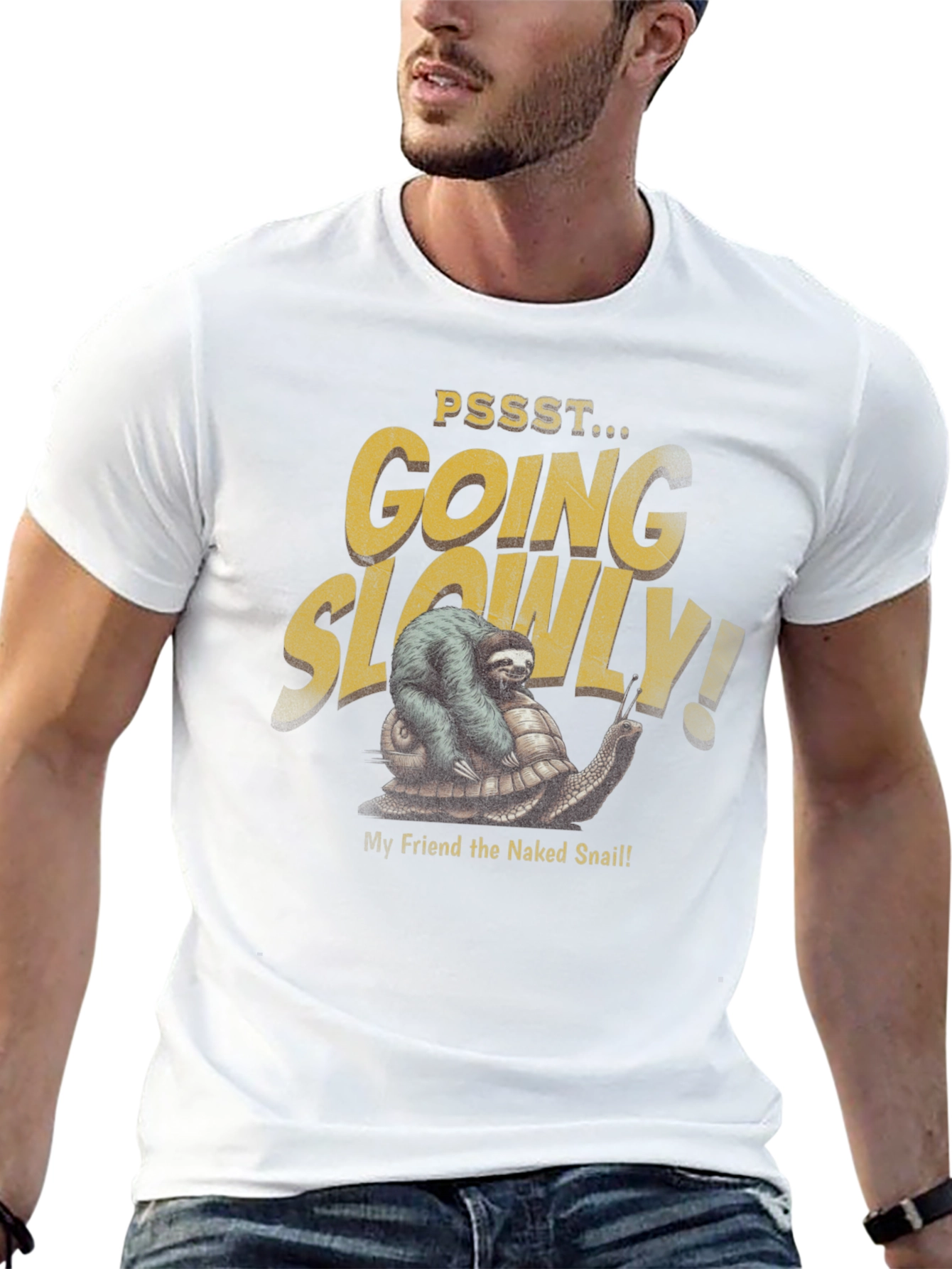 Black Sloth Riding a Snail T-Shirt - Going Slowly! view 13