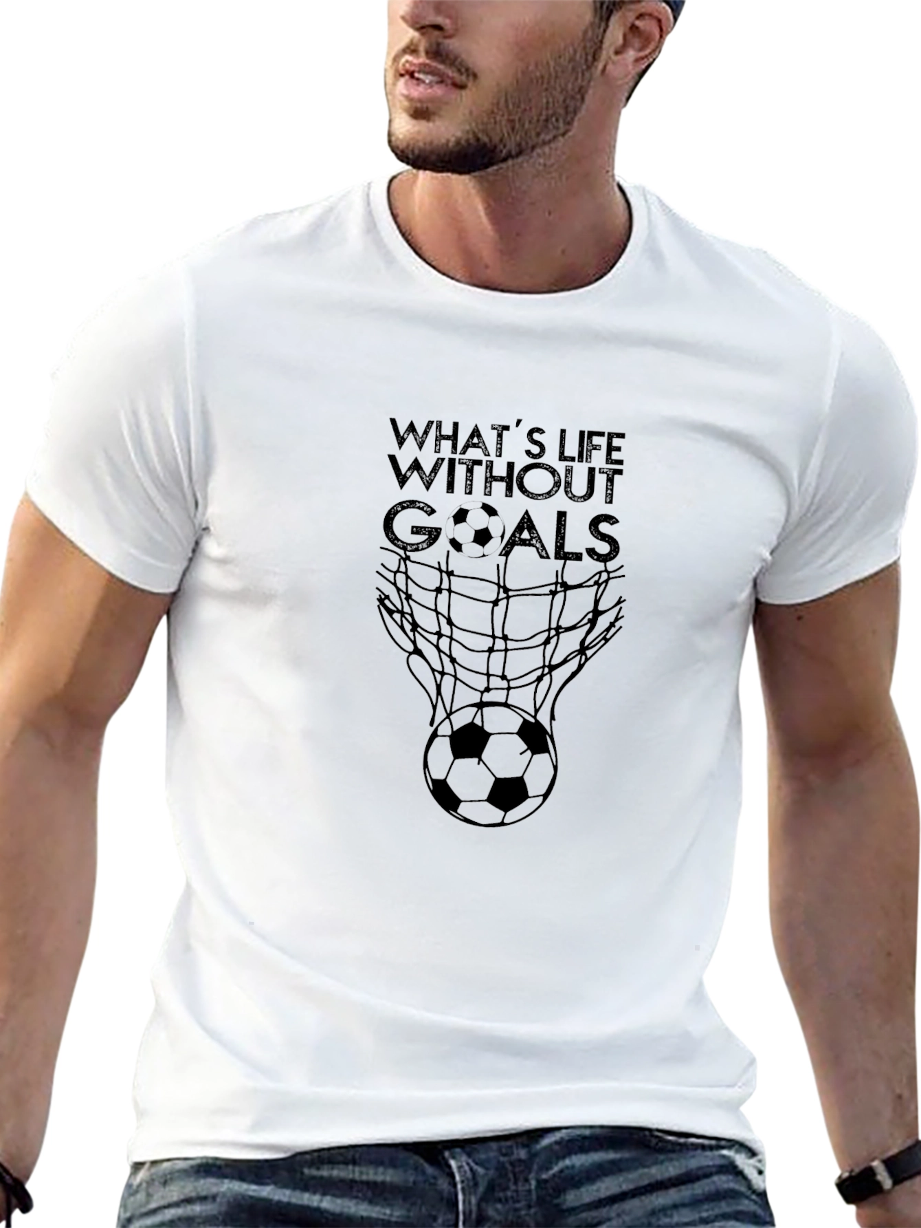 Black Soccer Goals Graphic Tee - Life Without Goals T-Shirt view 13