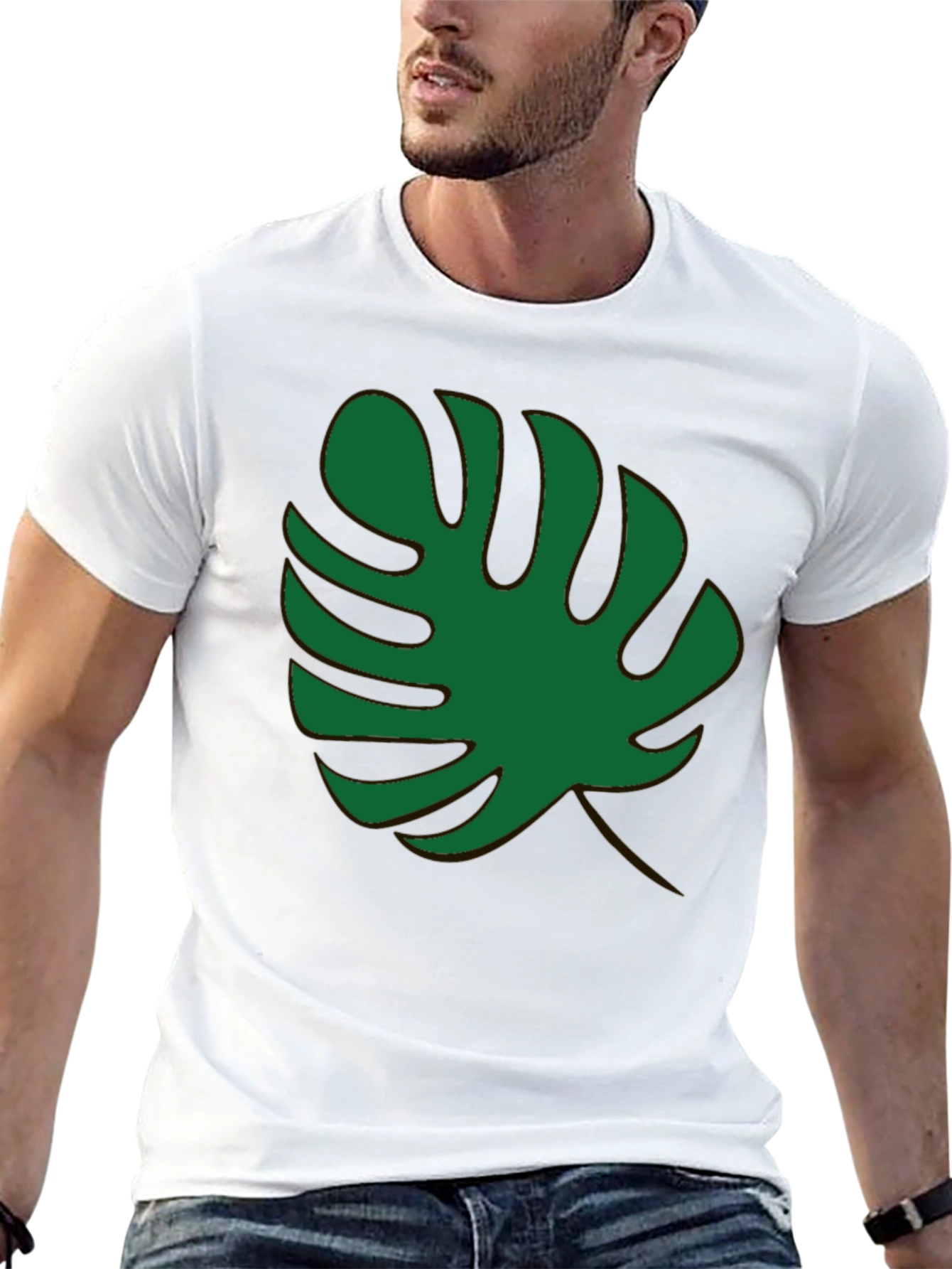 Black Tropical Monstera Leaf Black T-Shirt view 13