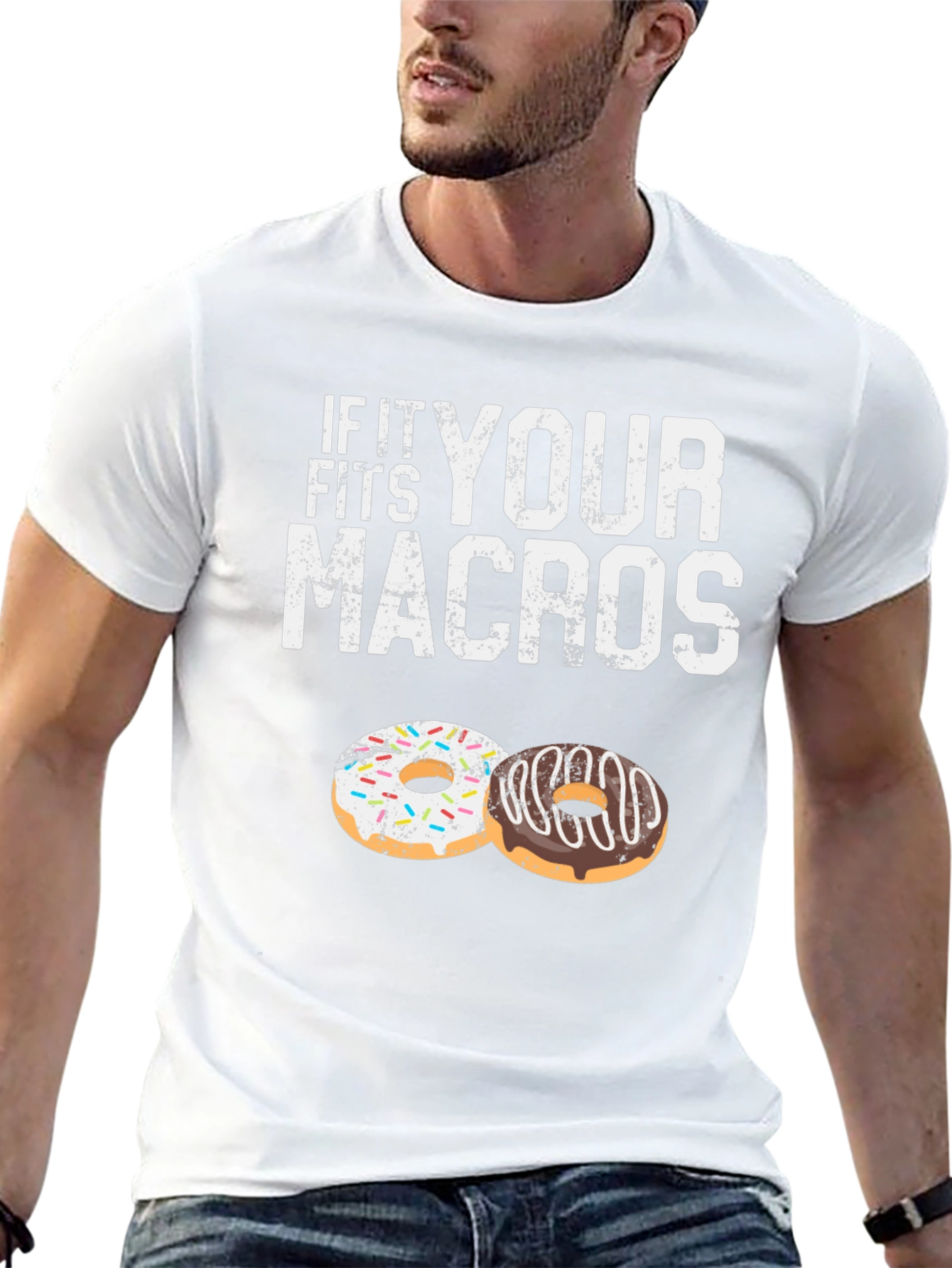 Black If It Fits Your Macros T-Shirt Doughnut Lover view 13