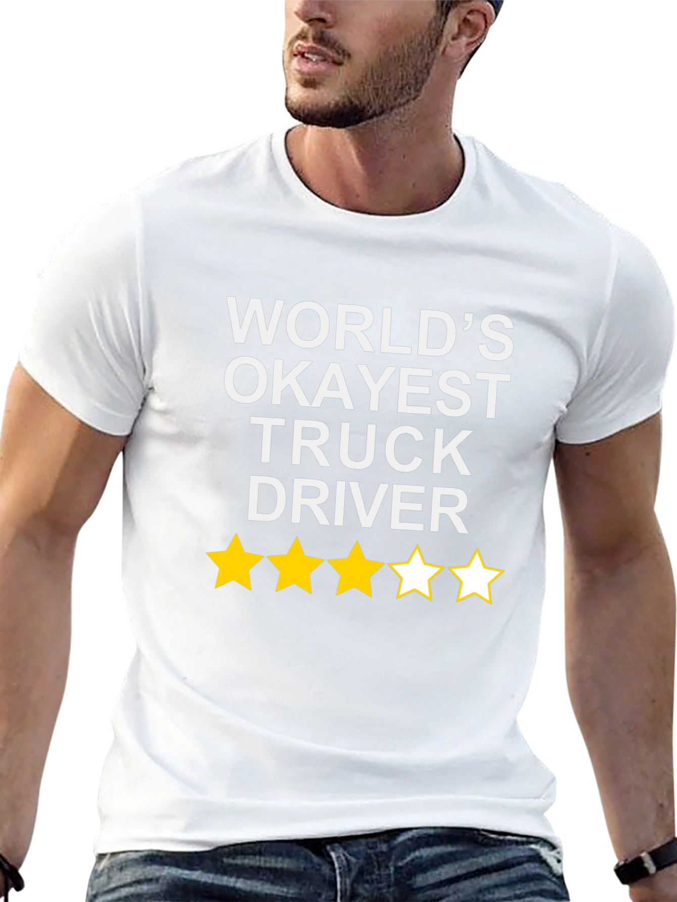 Black World's Okayest Truck Driver - Funny T-Shirt view 13