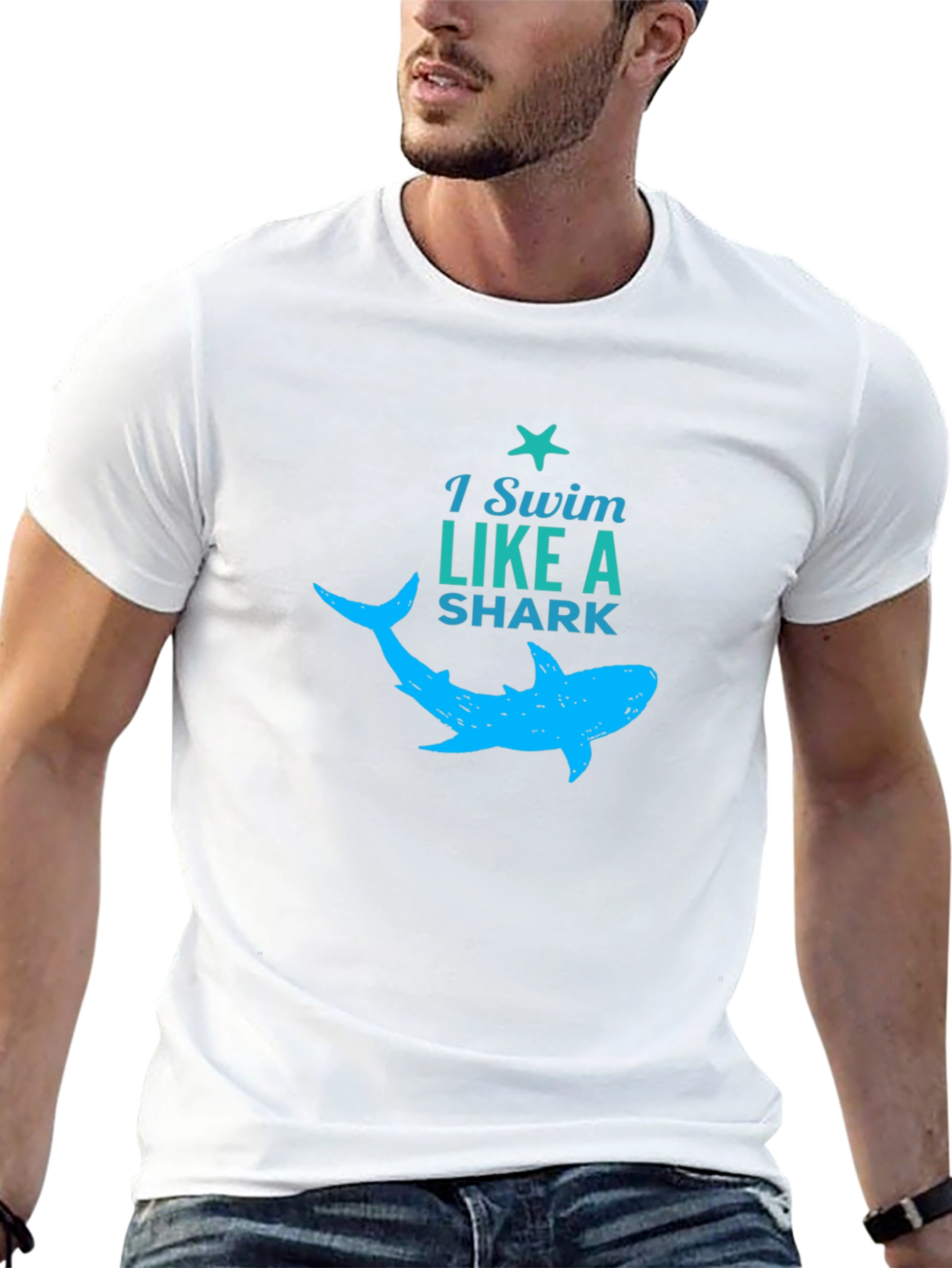 Black I Swim Like a Shark Graphic Tee view 13