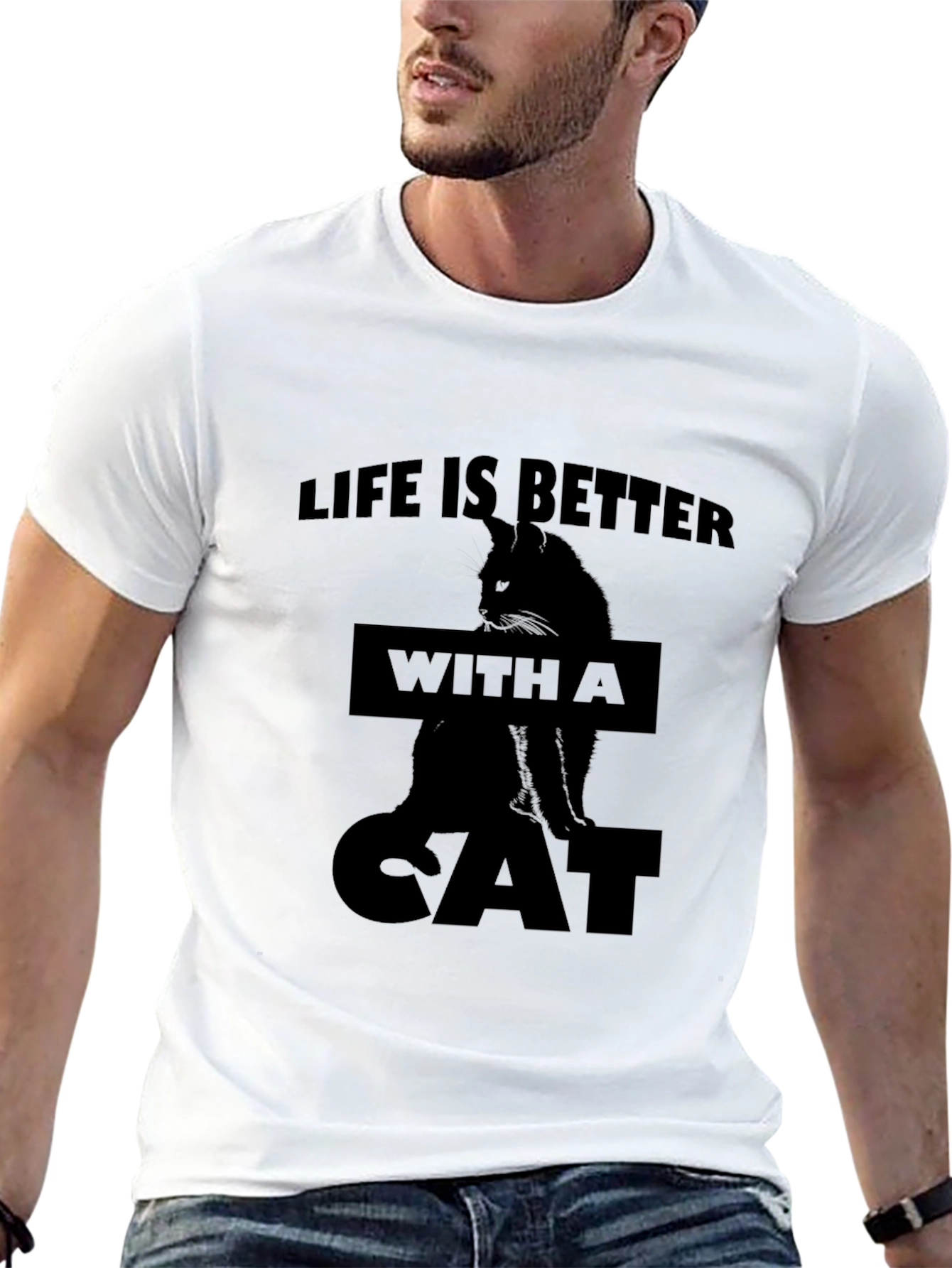 Black Life is Better with a Cat Black T-Shirt view 13