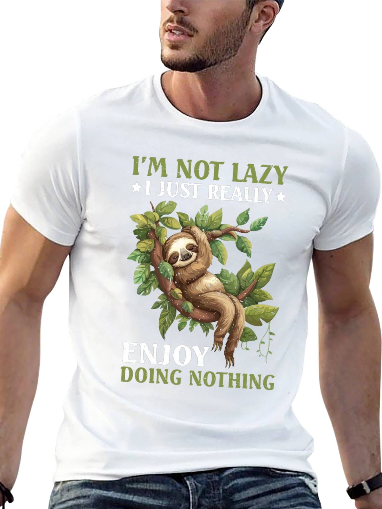 Black Funny Sloth T-Shirt: Enjoy Doing Nothing Tee view 13