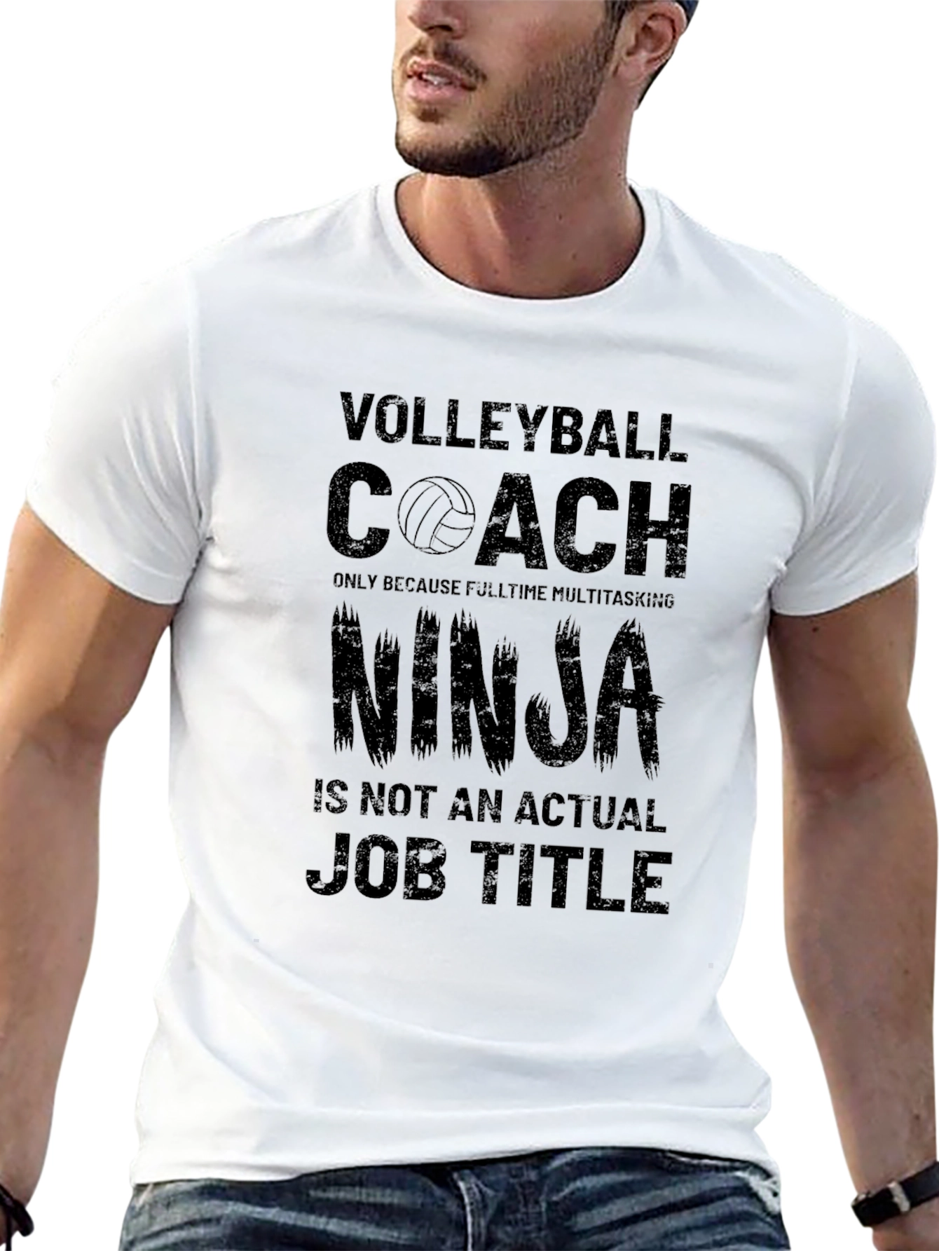 Black Volleyball Coach Ninja T-Shirt view 13