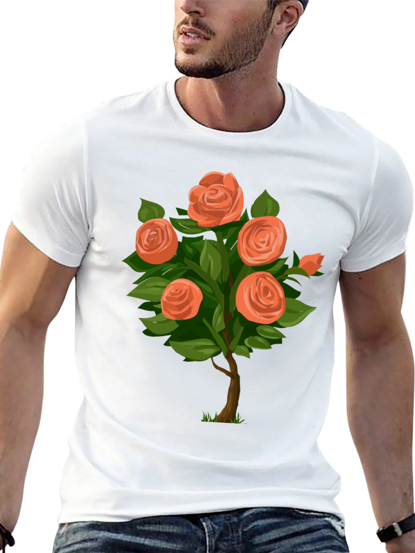 Black Floral Rose Bush Graphic Tee view 13