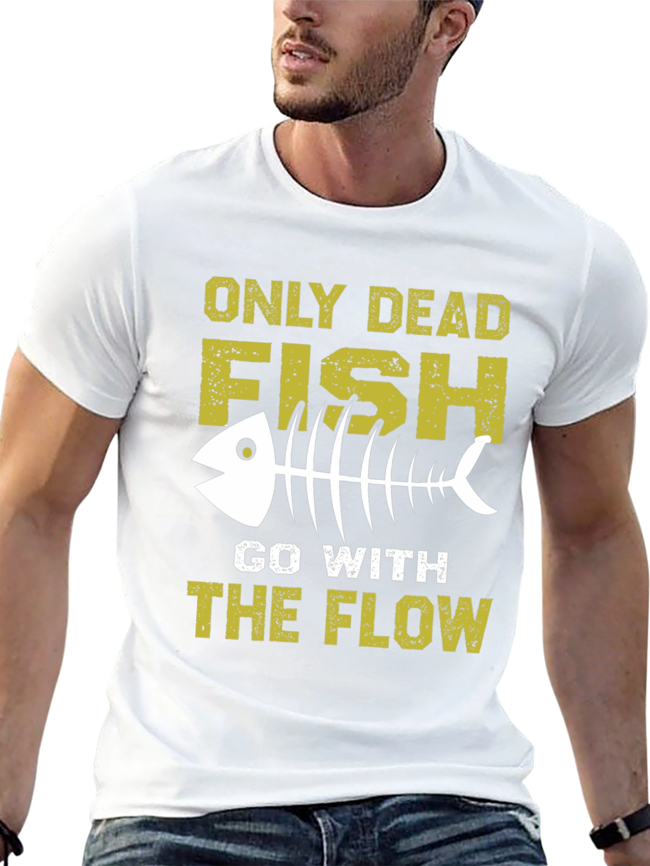Black Only Dead Fish T-Shirt - Go with the Flow Tee view 13
