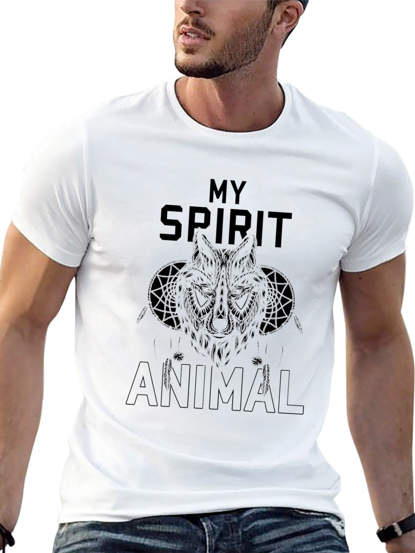 Men's Black "My Spirit Animal" Graphic Tee - 13