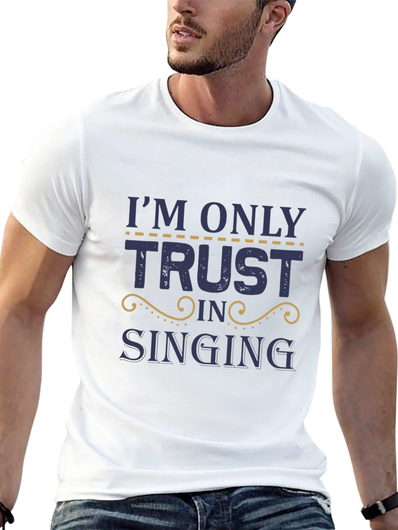Black Trust In Singing T-Shirt - Black Cotton Tee view 13