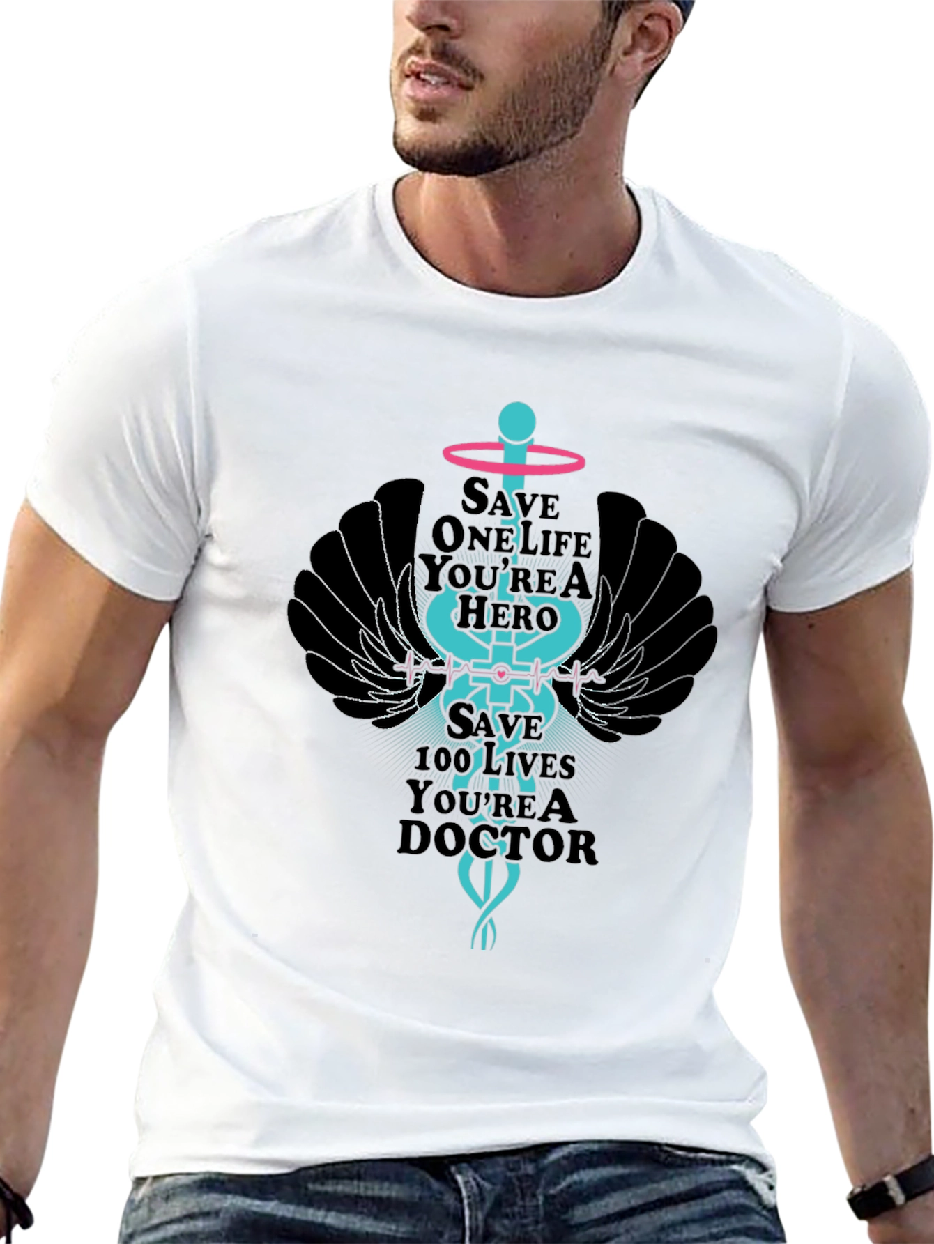 Black Hero Doctor Graphic T-Shirt view 13
