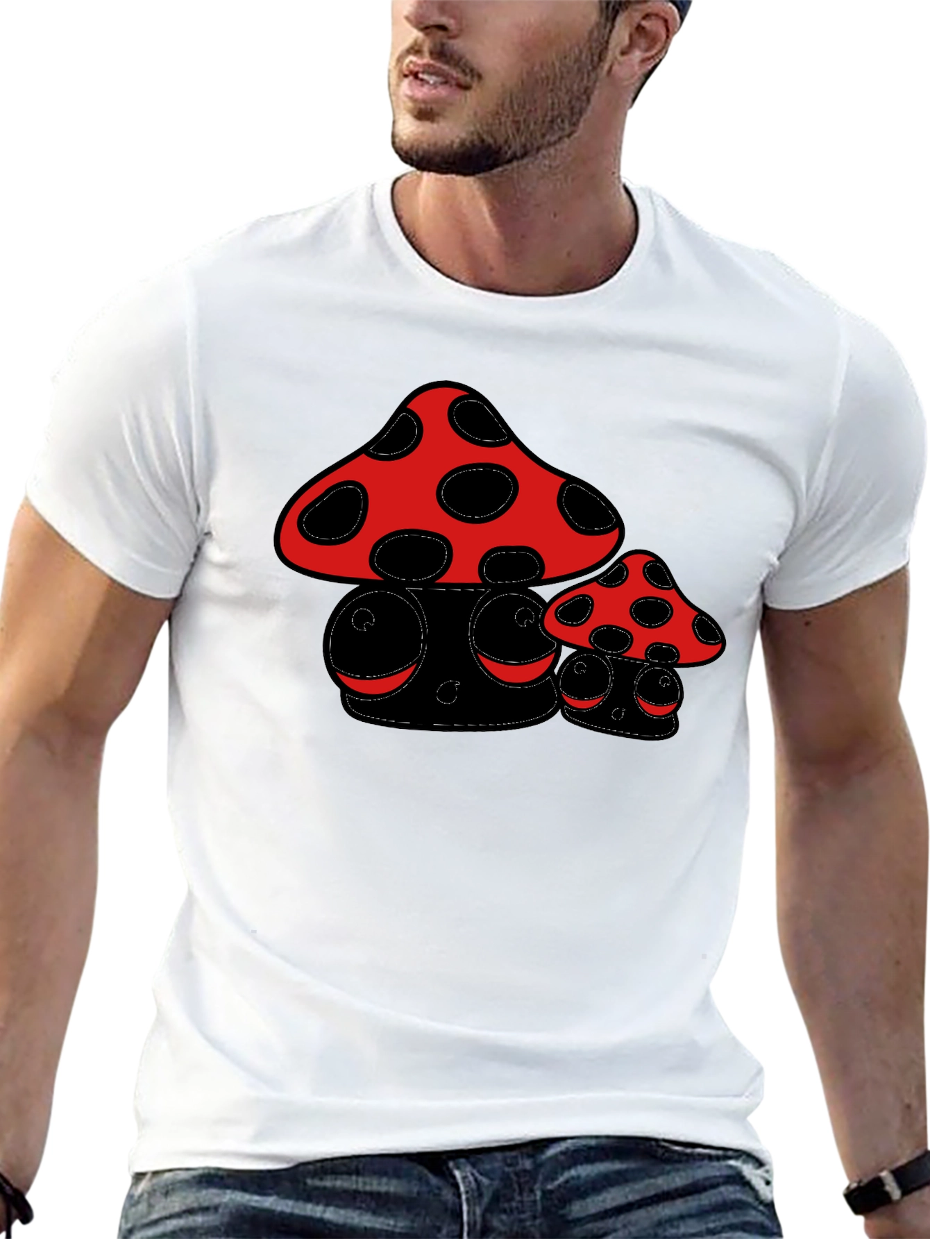 Black Funky Mushroom Graphic Tee view 13