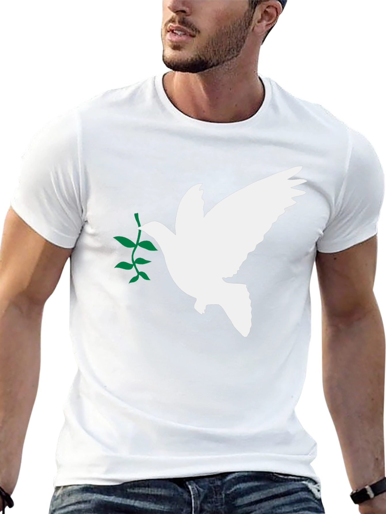 Black Peace Dove Olive Branch Black T-Shirt view 13