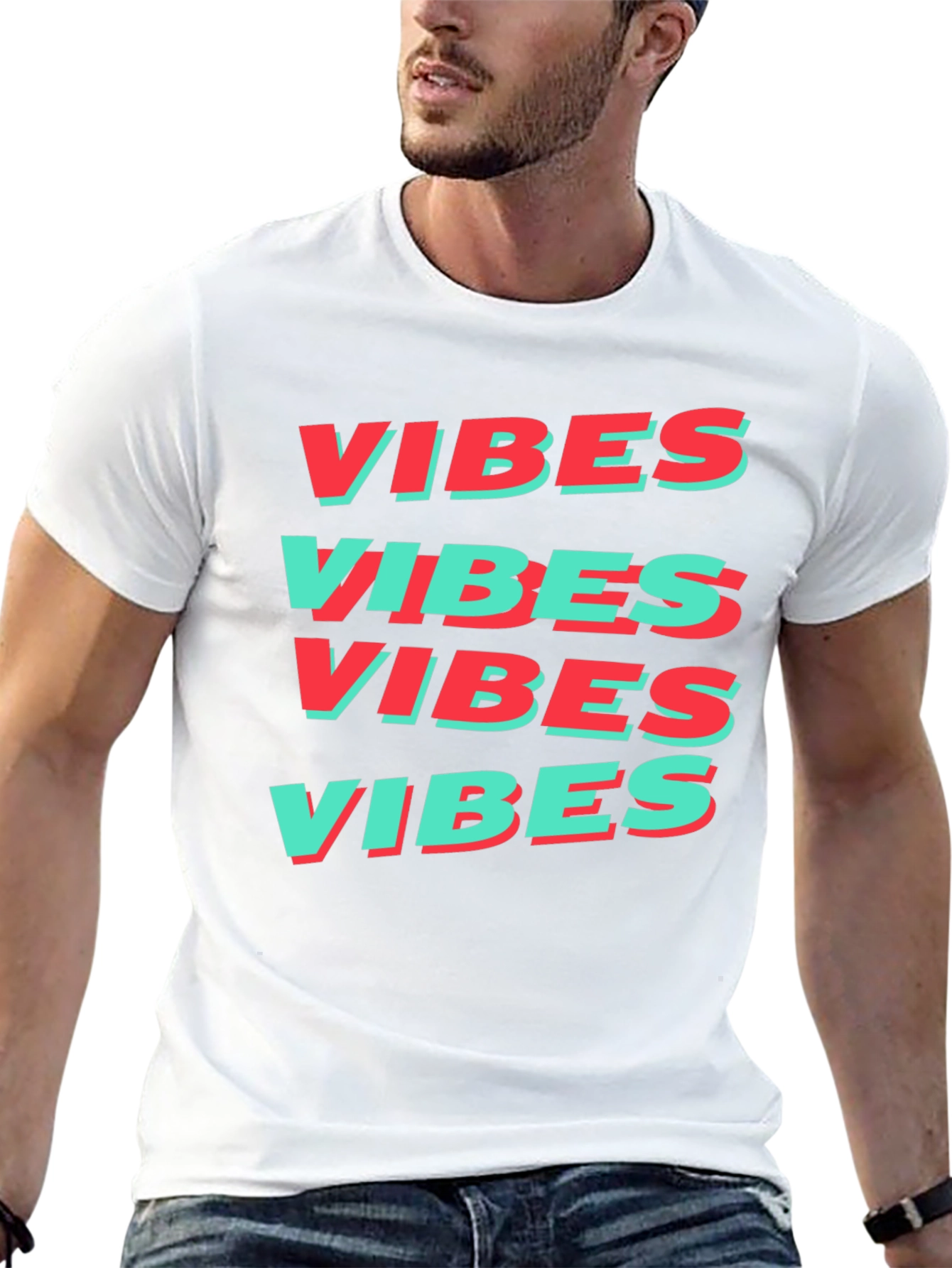 Black Retro VIBES Graphic Print Tee view 13