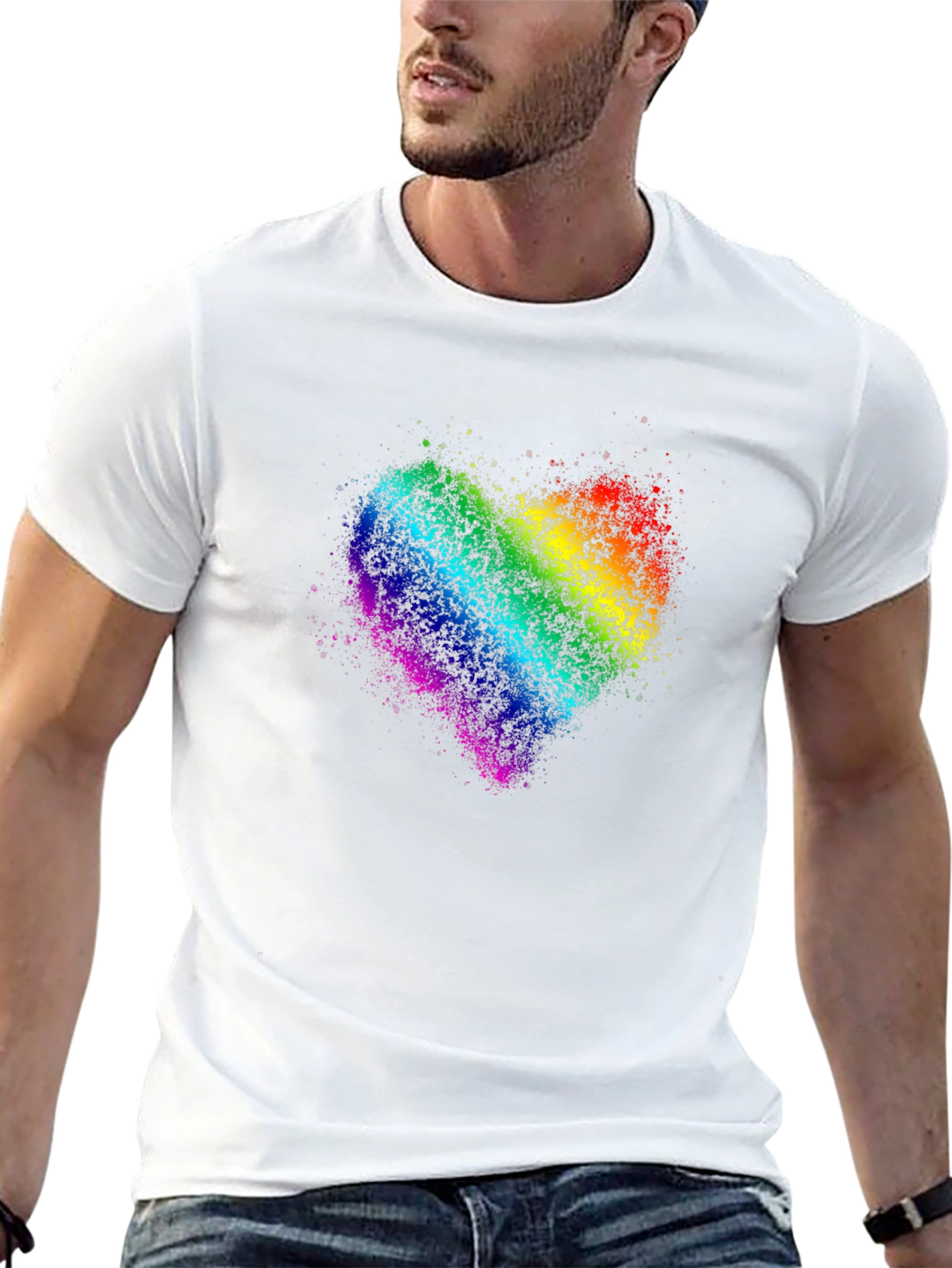 Black Rainbow Heart Graphic Black T-Shirt view 13
